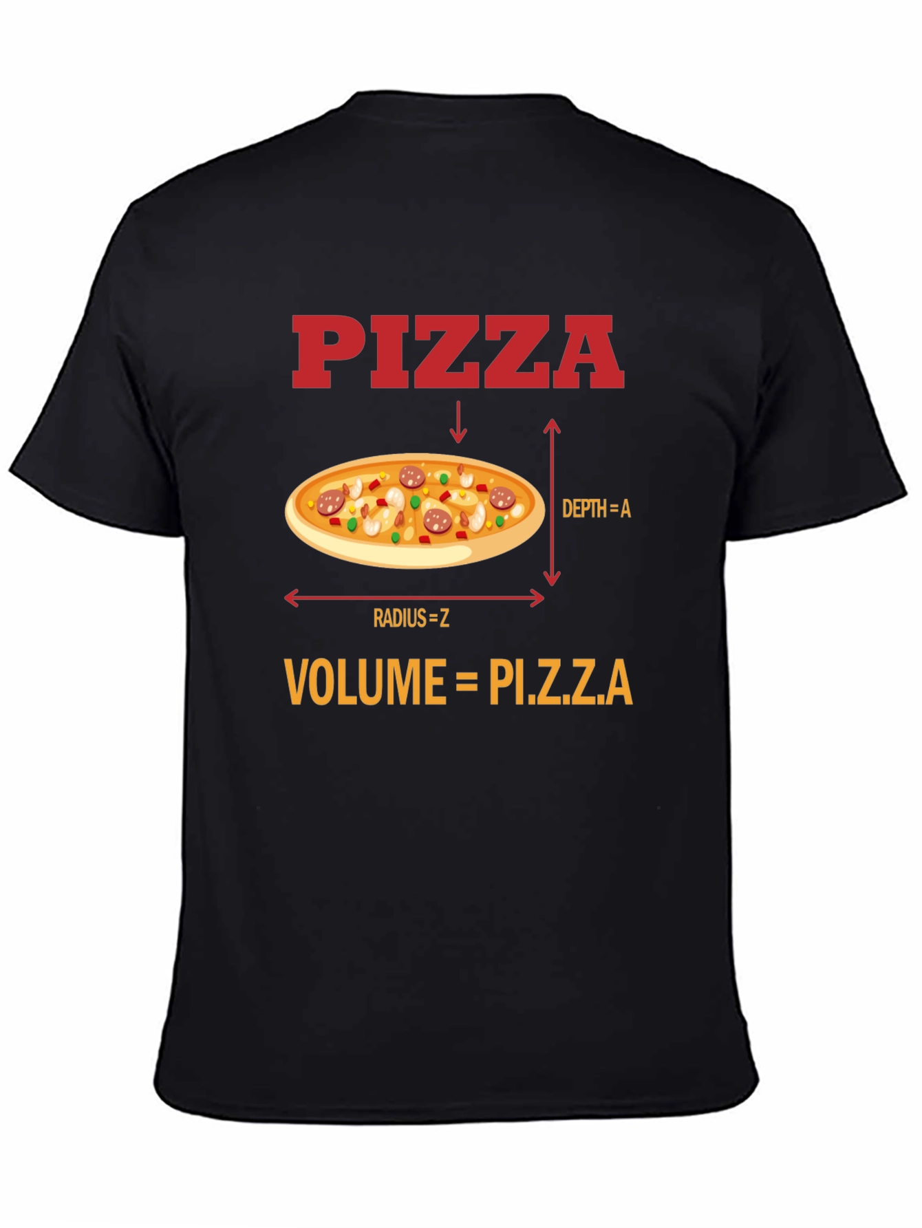 Black Pizza Volume Funny Math T-Shirt view 4