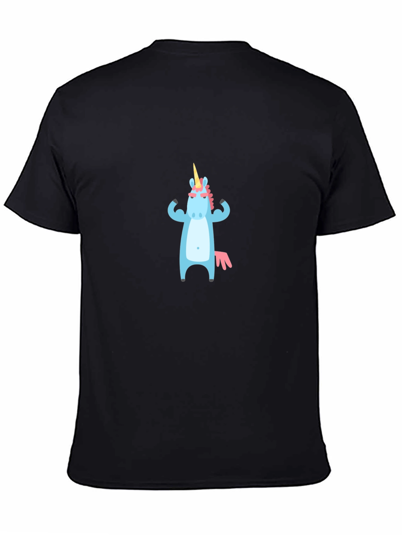 Black Unicorn Muscle T-Shirt - Black Crew Neck Graphic Tee view 4
