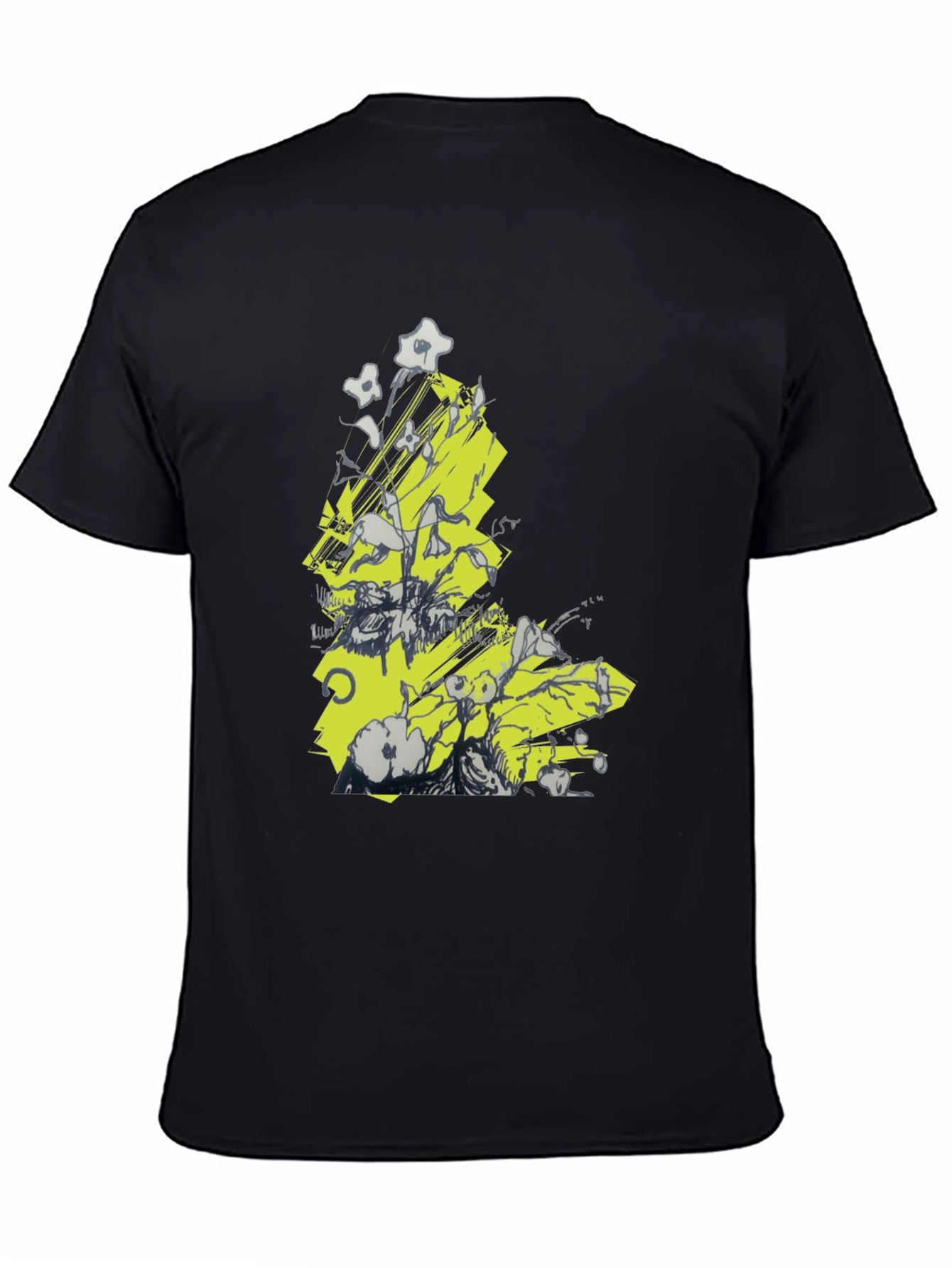 Black Abstract Graphic Tee - Black Cotton T-Shirt view 4