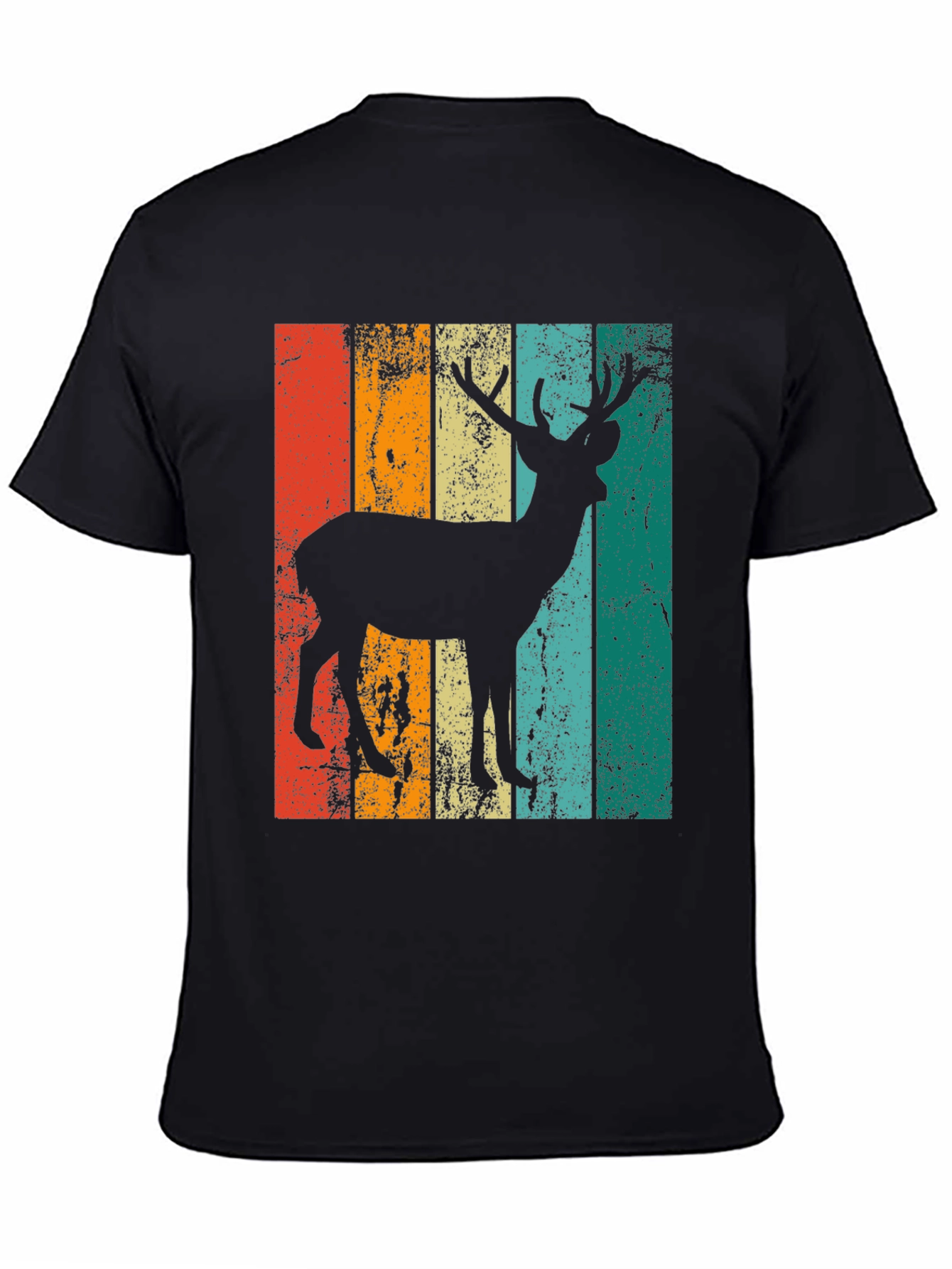 Black Retro Deer Graphic Print Tee - Black view 4