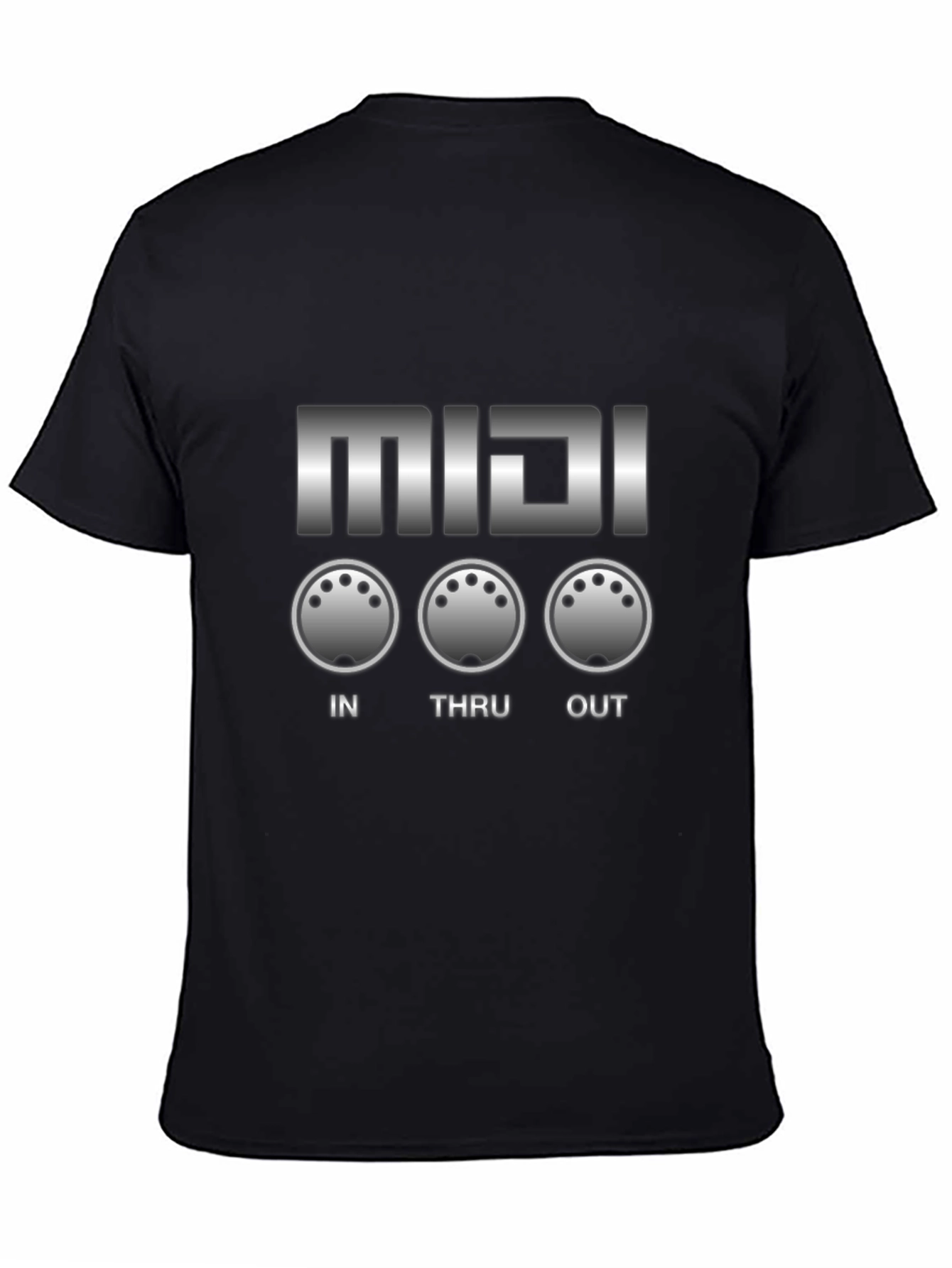 Black MIDI In Thru Out Music Producer T-Shirt view 4