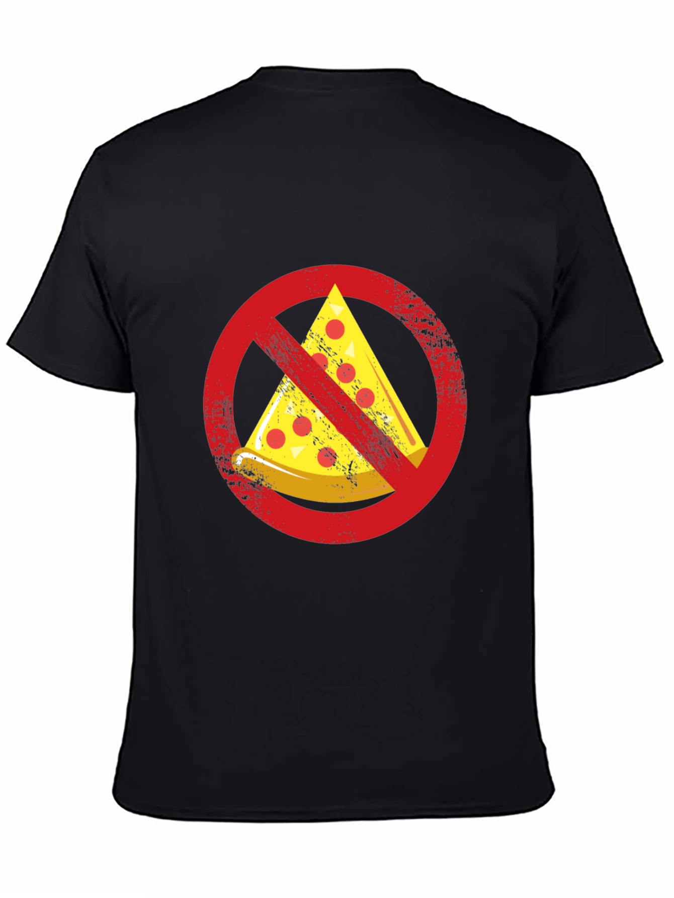 Black No Pizza Zone Graphic Tee - Funny Foodie Shirt view 4