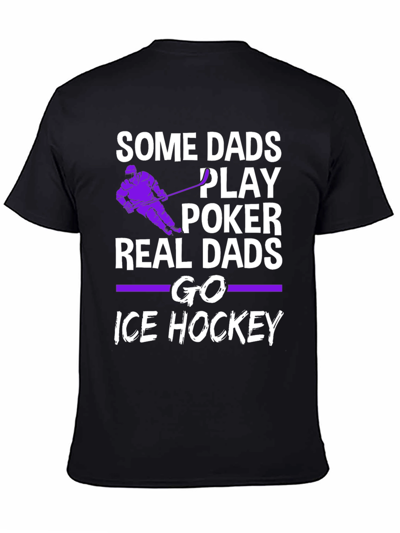 Black Real Dads Go Ice Hockey T-Shirt view 4