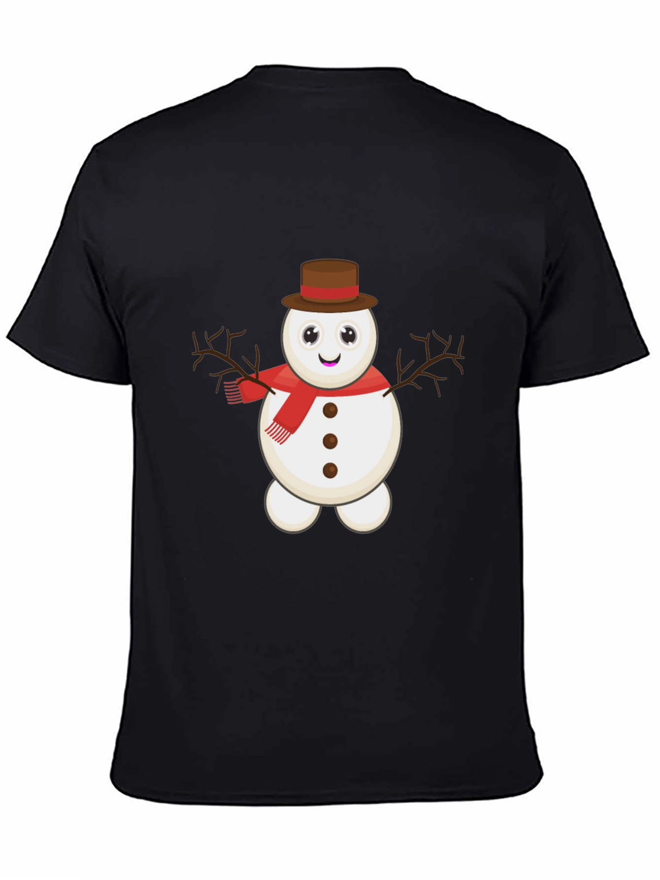 Black Cute Snowman Graphic Tee view 4