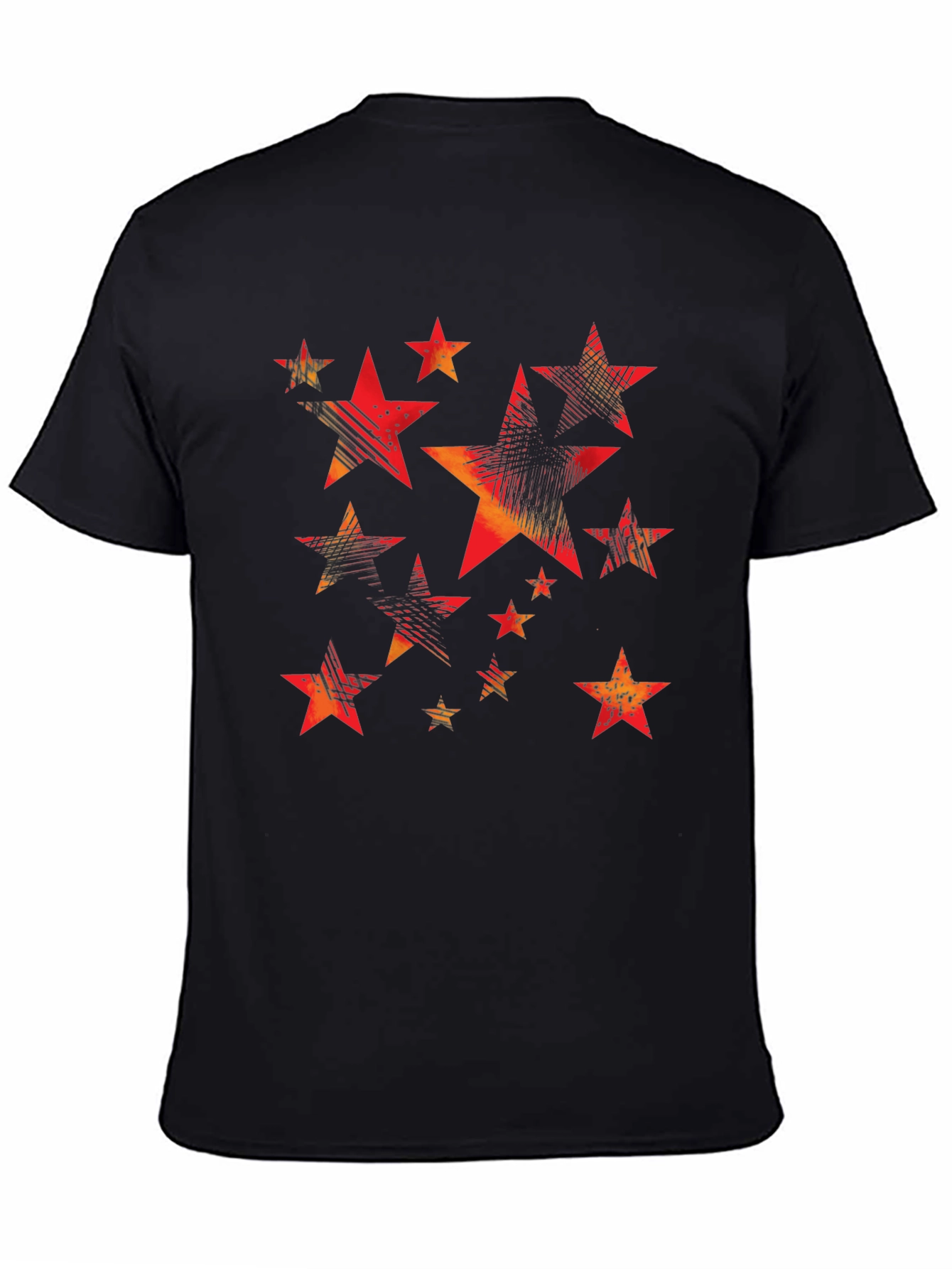 Black Stylish Star Pattern Black T-Shirt for Men view 4