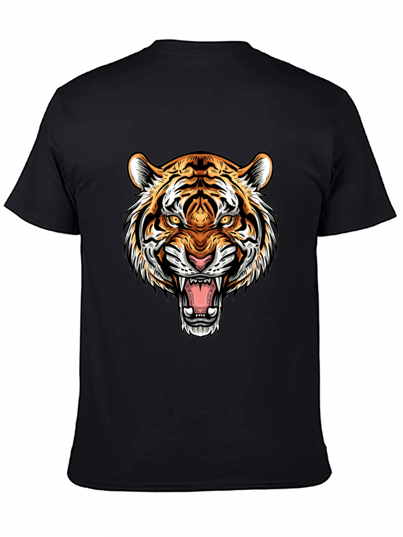Black Roaring Tiger Graphic Tee - Black Cotton T-Shirt view 4