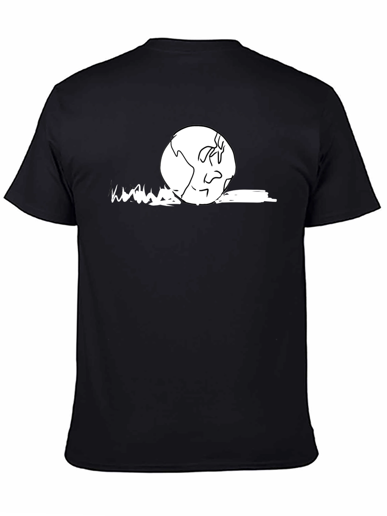 Black Earth Cartoon Graphic T-Shirt - Black Cotton Casual Wear view 4