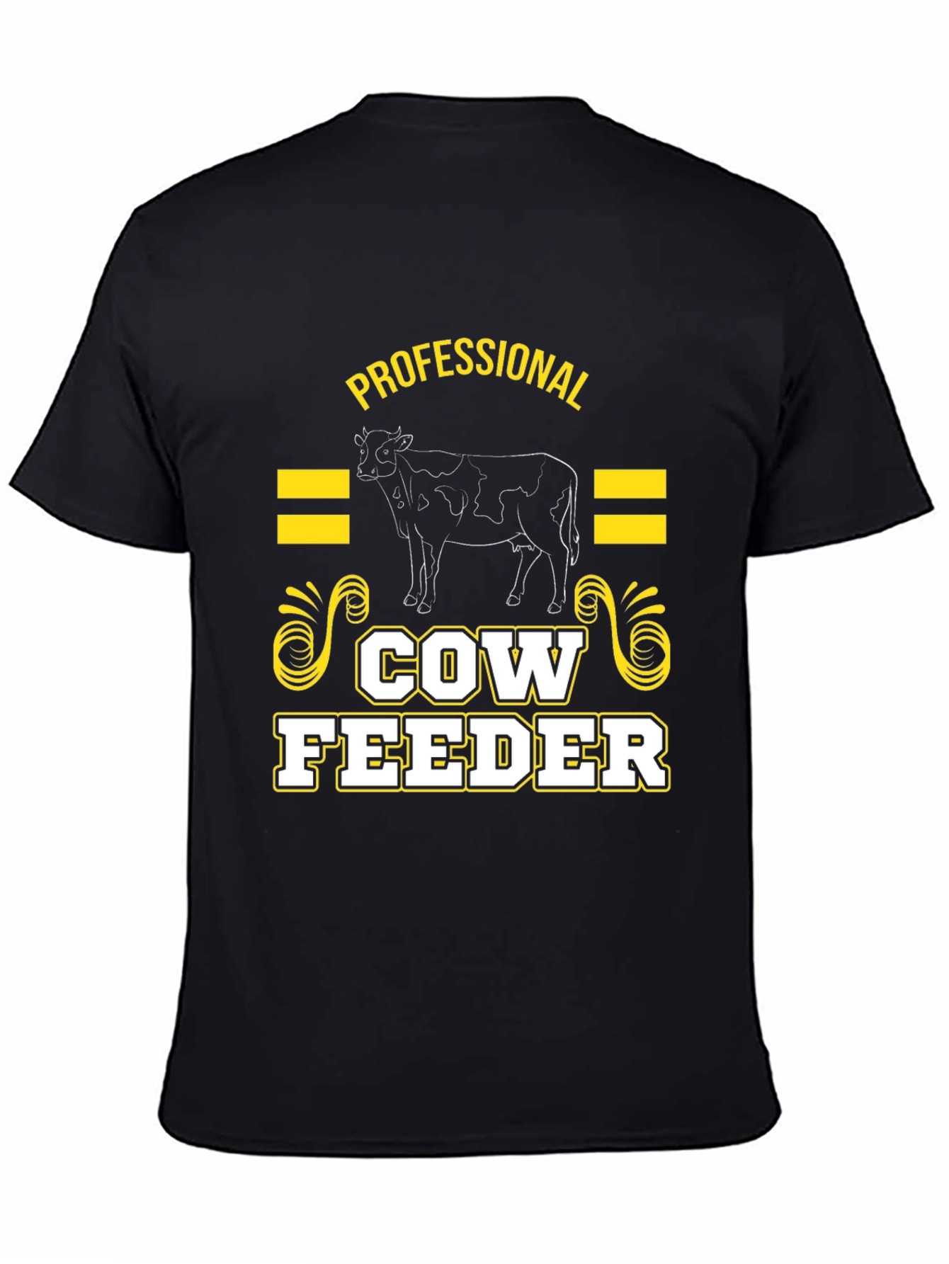 Black Professional Cow Feeder Graphic T-Shirt view 4