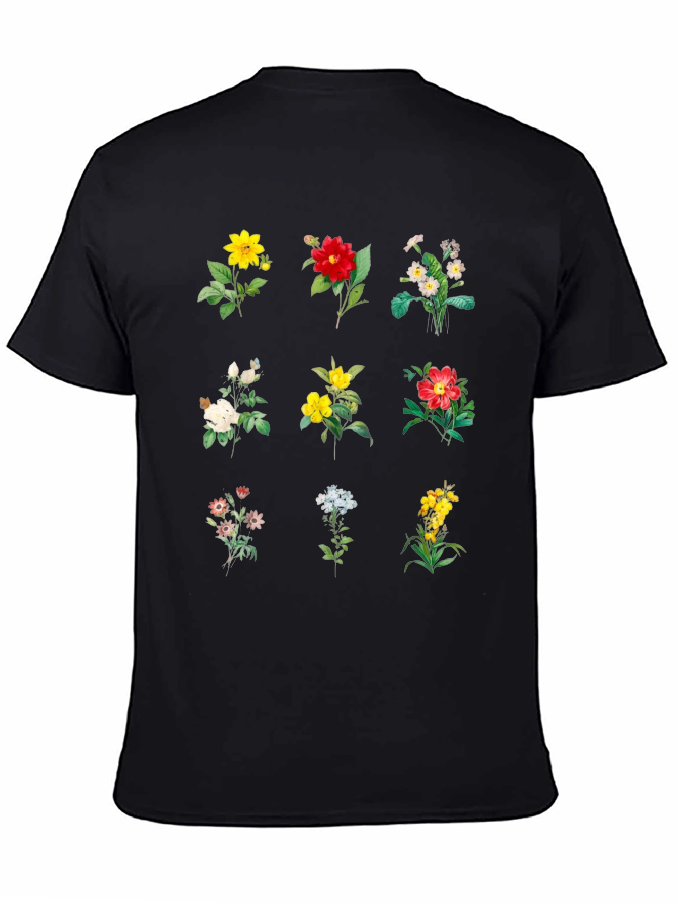 Black Floral Print Black T-Shirt view 4