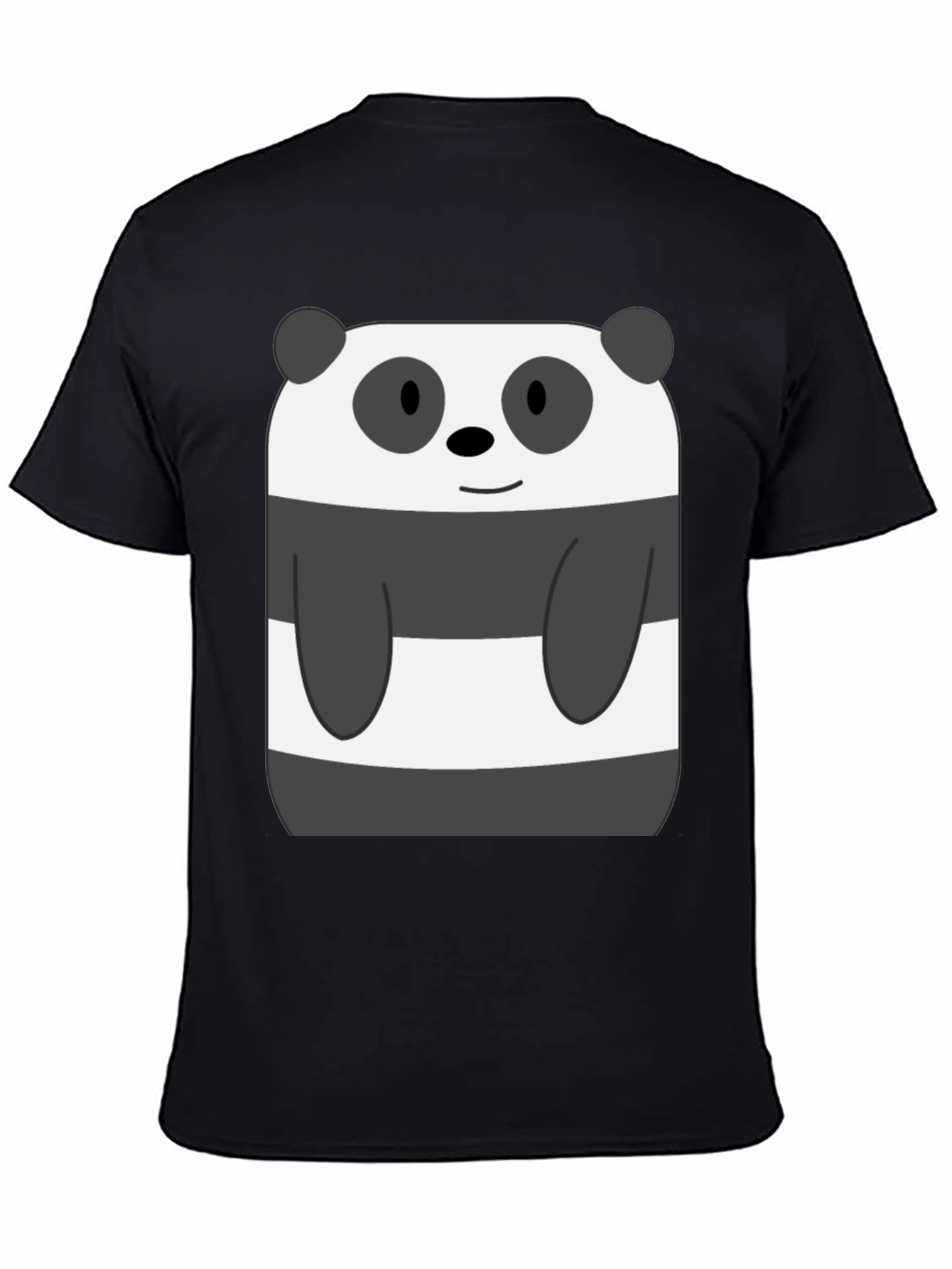 Black Cartoon Panda Bear Graphic Black T-Shirt view 4