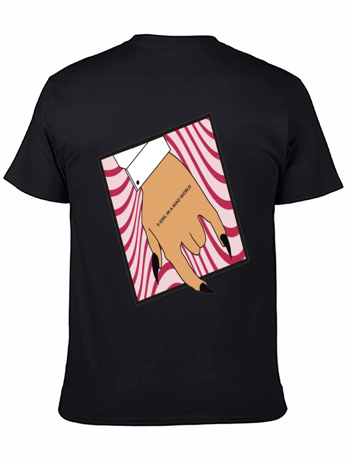 Black E-Girl in a Mad World Black T-Shirt view 4