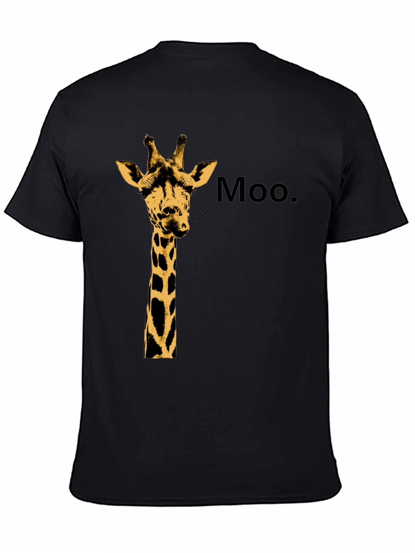 Black Giraffe Moo T-Shirt - Funny Animal Graphic Tee view 4
