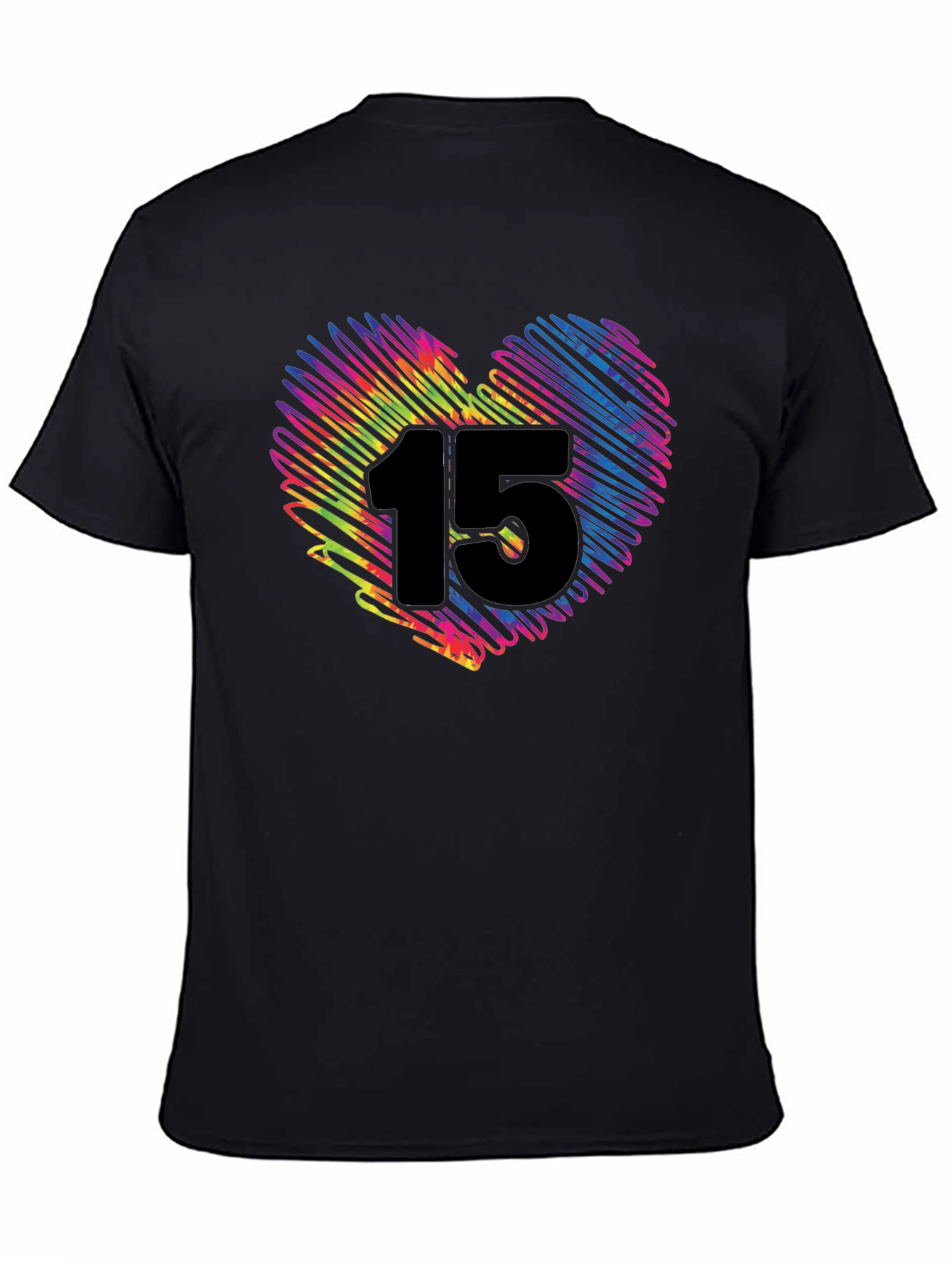 Black Rainbow Heart 15 T-Shirt - Black Cotton Blend view 4