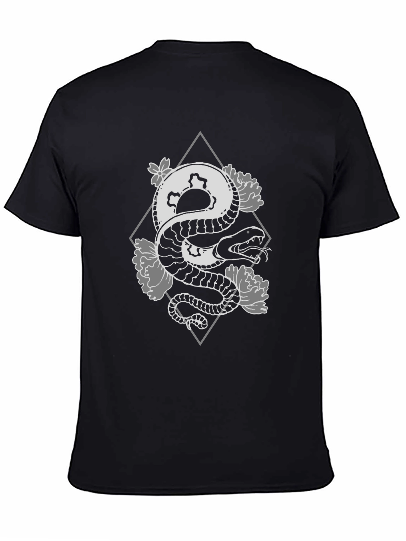 Black Snake & Floral Graphic Tee - Edgy Style view 4