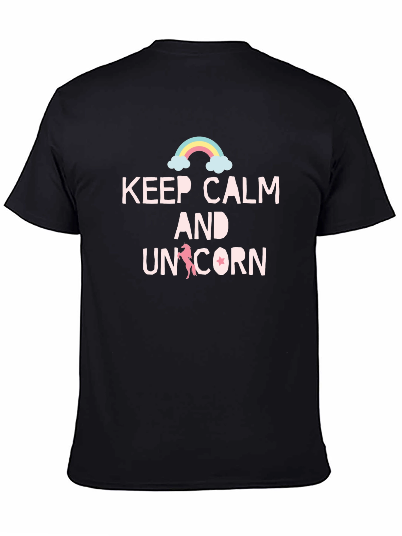 Black Keep Calm & Unicorn Black T-Shirt view 4