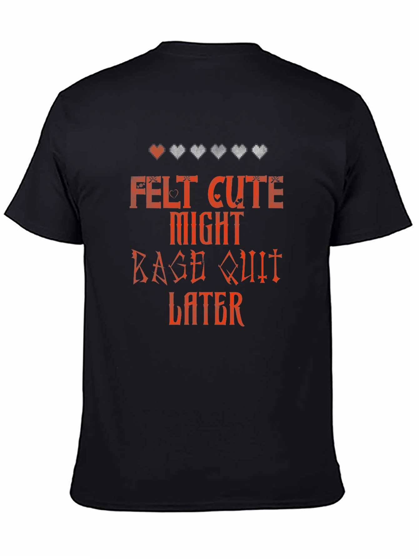 Black Felt Cute Rage Quit T-Shirt view 4