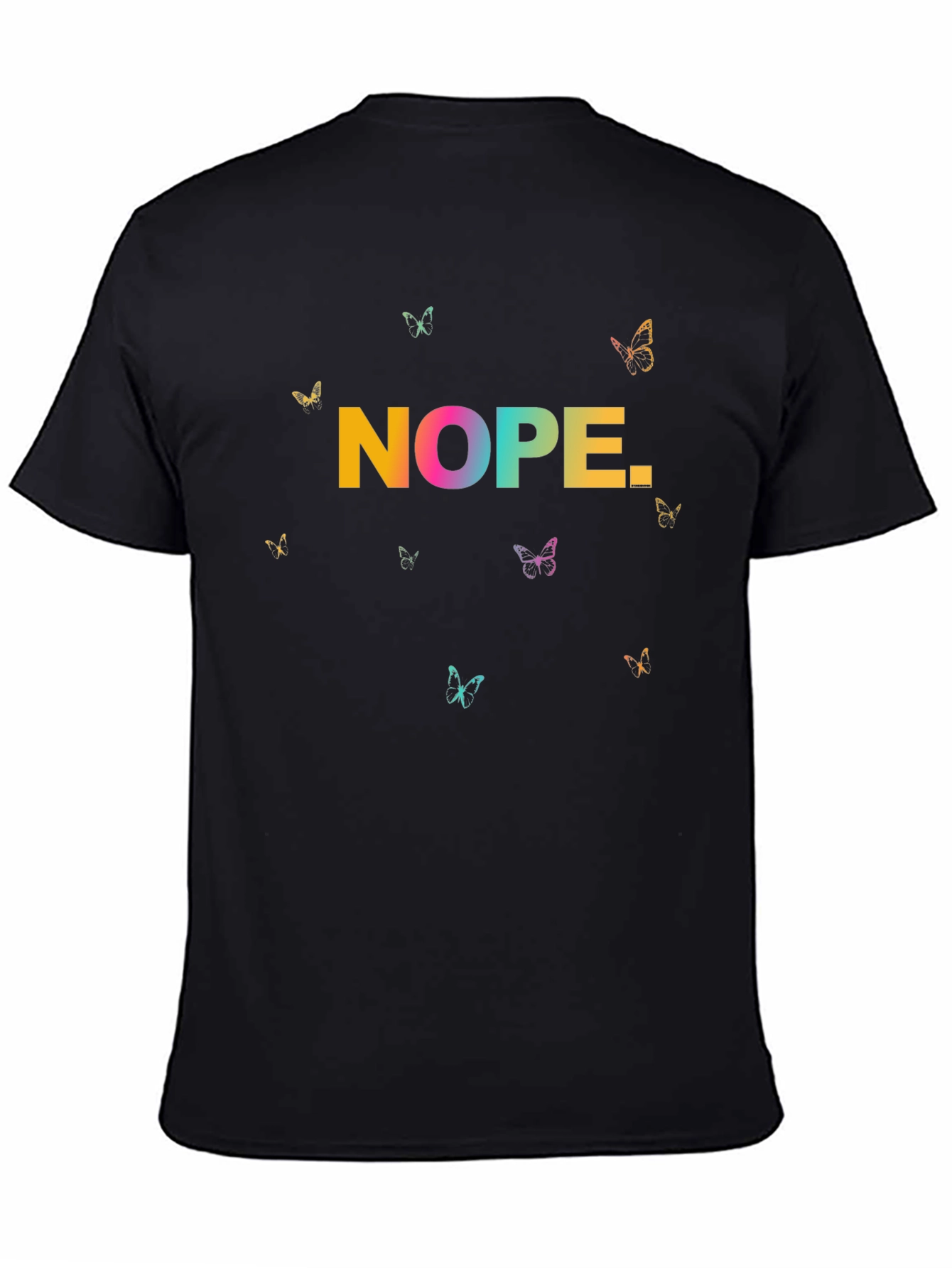 Black Nope Butterfly Graphic Tee - Casual Unisex T-Shirt view 4