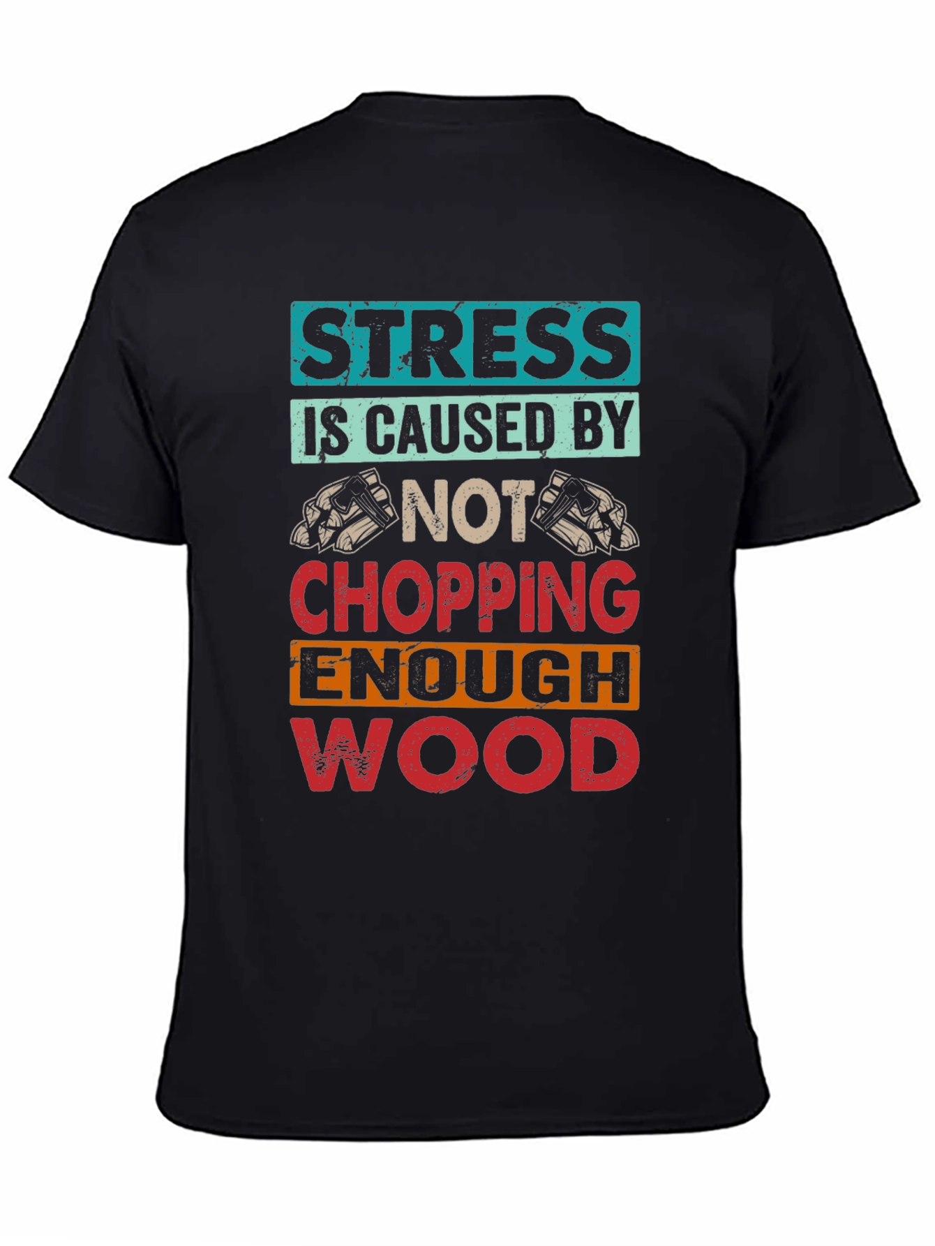 Black Stress Wood Chopping T-Shirt view 4