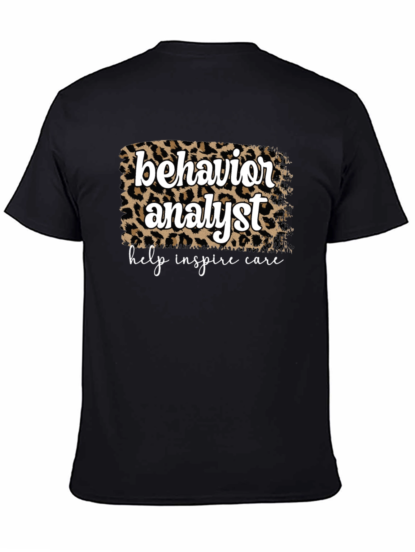Black Behavior Analyst Leopard Print Graphic Tee view 4