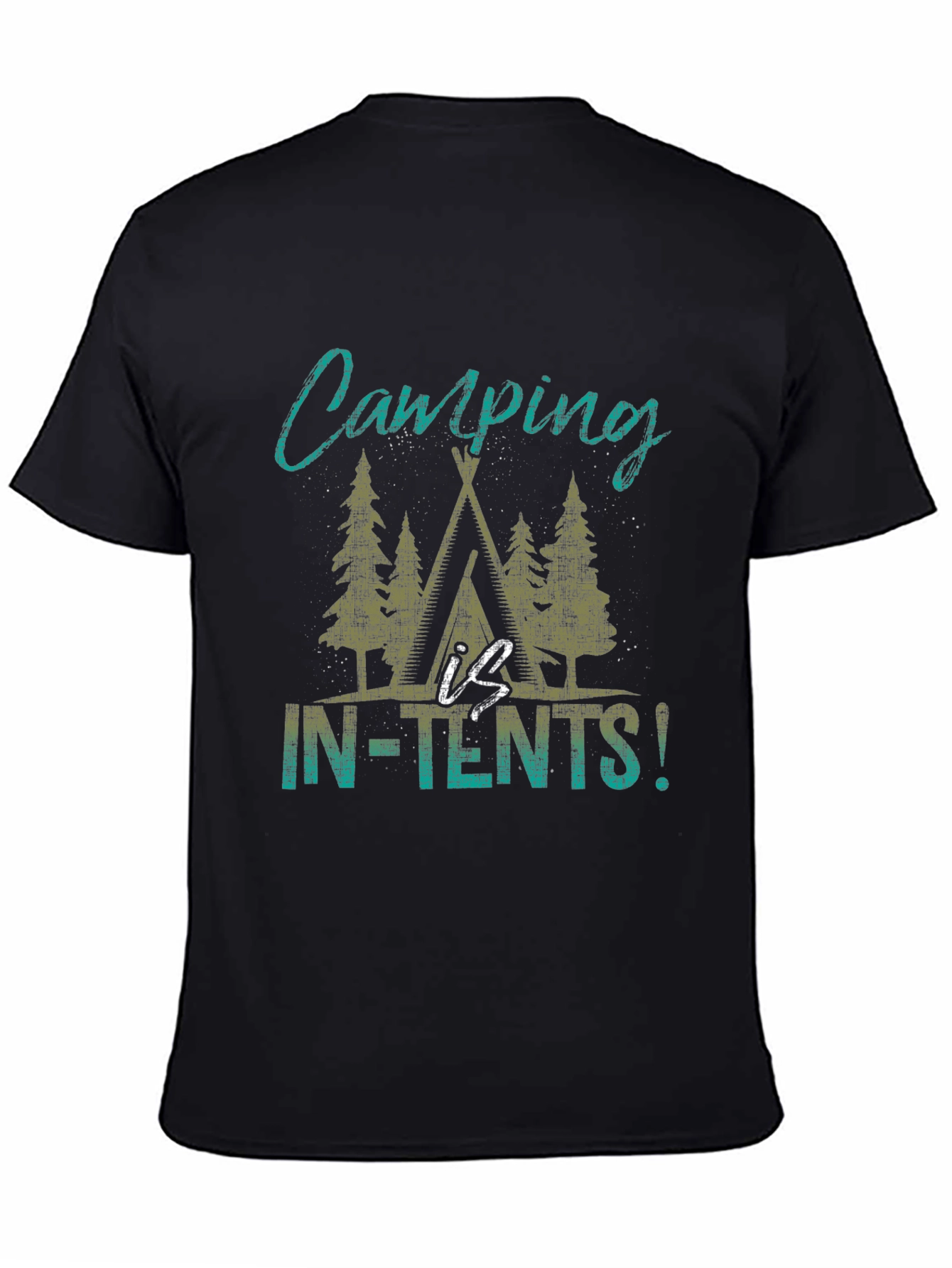 Black Camping In-Tents T-Shirt - Outdoor Adventure Tee view 4