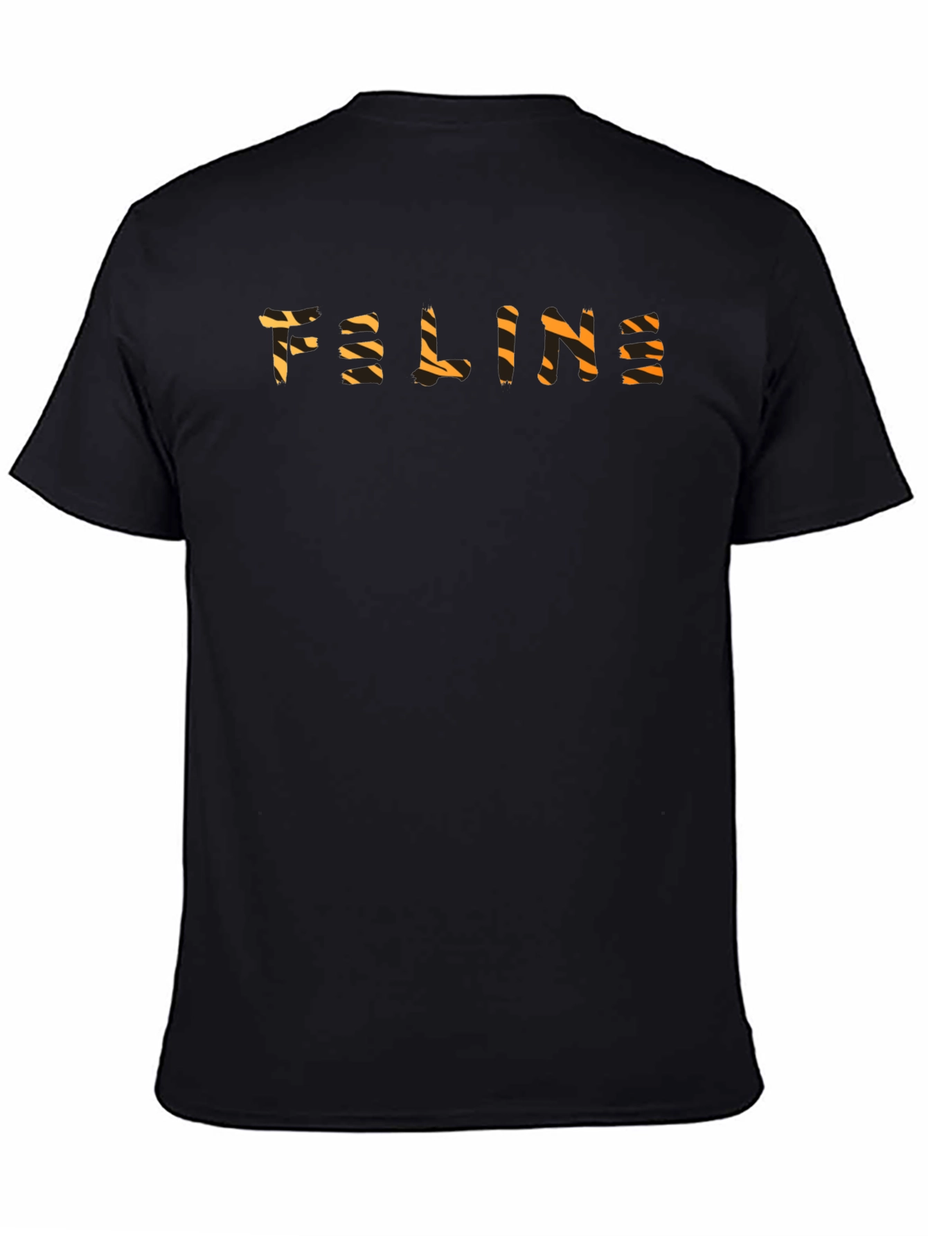 Black Stylish Black Tee - 'Feline' Tiger Stripe Print view 4