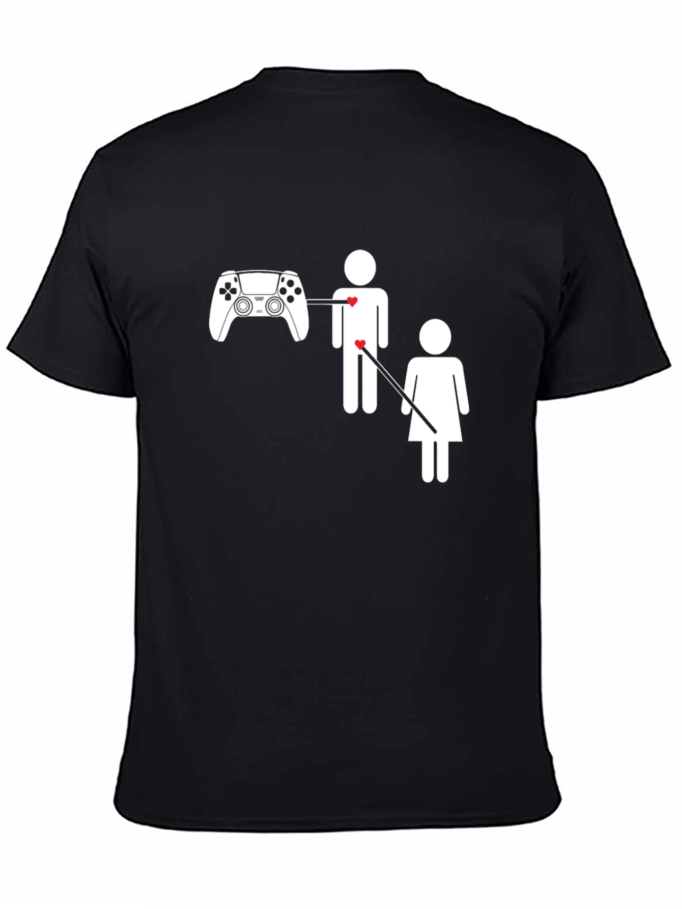 Black Gamer's Heart T-Shirt - Black Cotton Tee view 4
