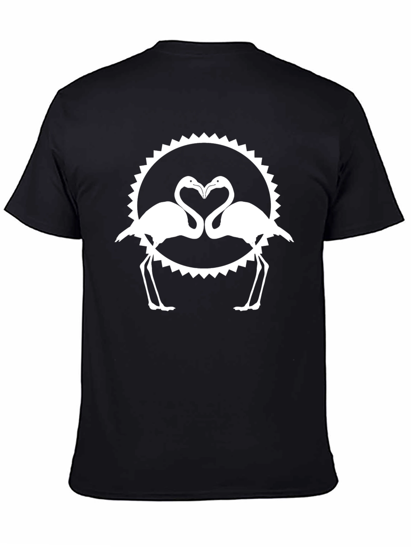 Black Flamingo Heart Graphic Tee - Black Unisex Shirt view 4
