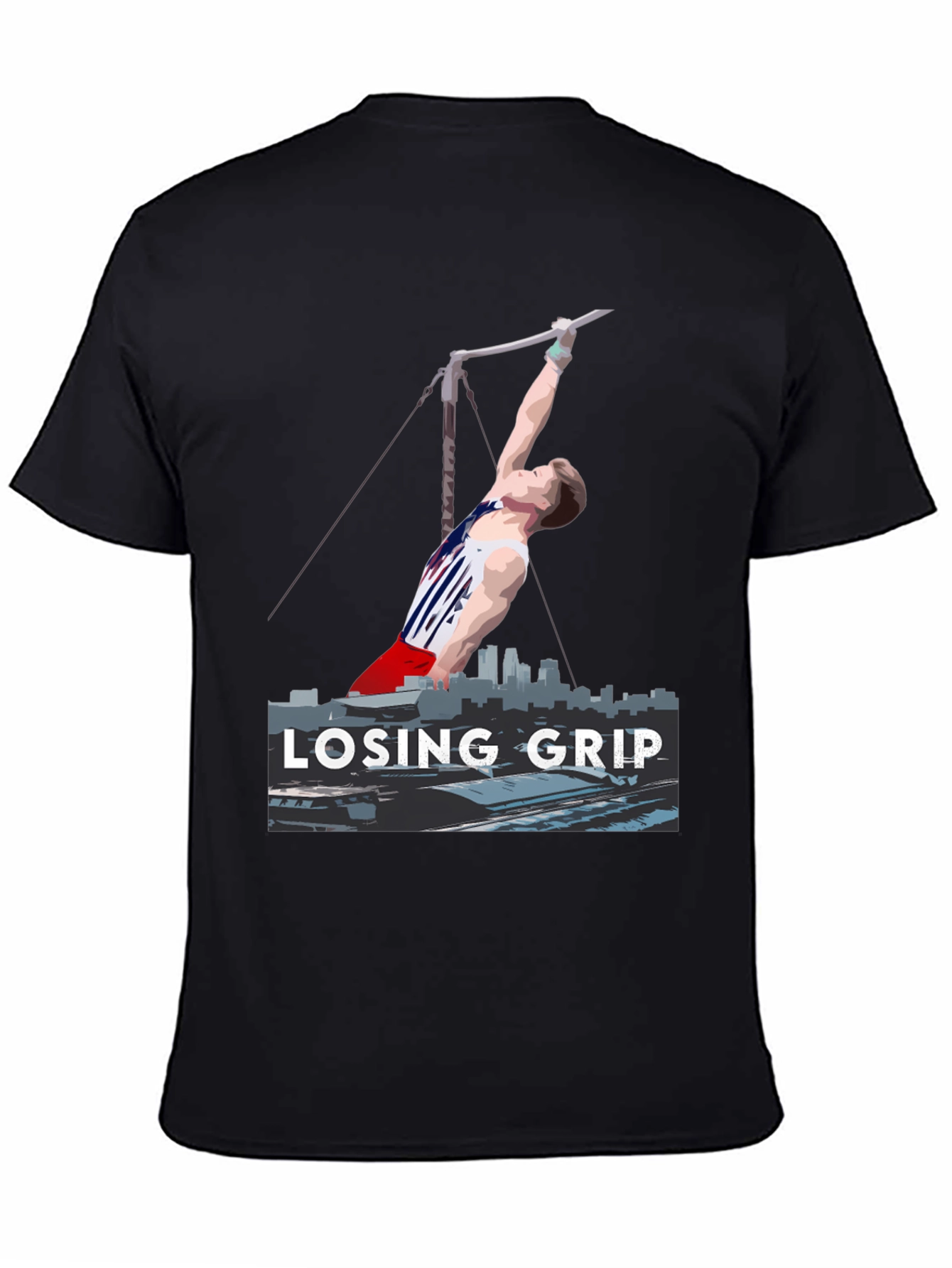 Black Losing Grip Gymnast Graphic T-Shirt view 4