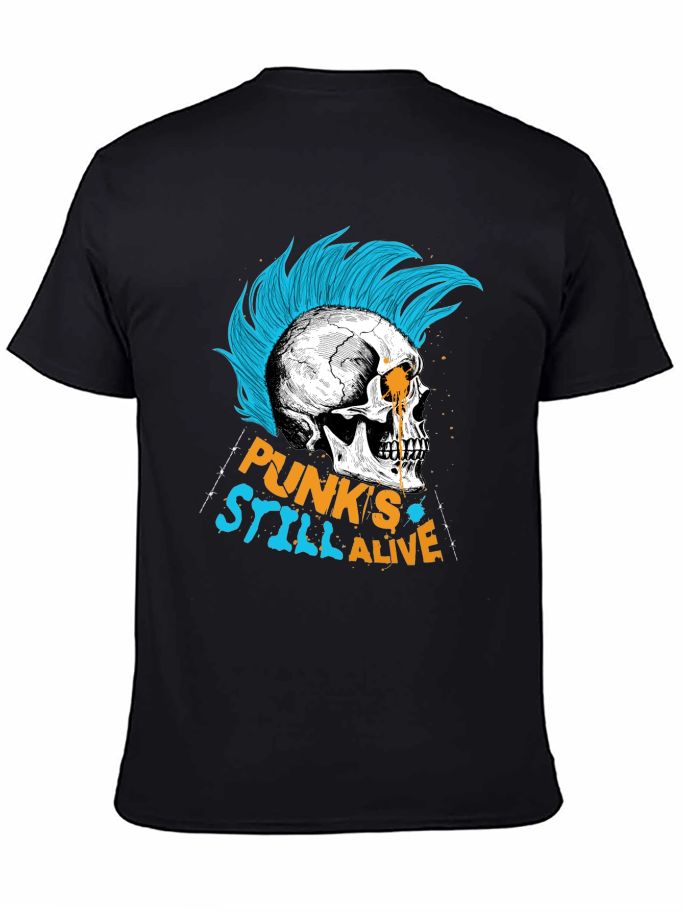 Black Punk's Still Alive Graphic Tee - Skull Design view 4