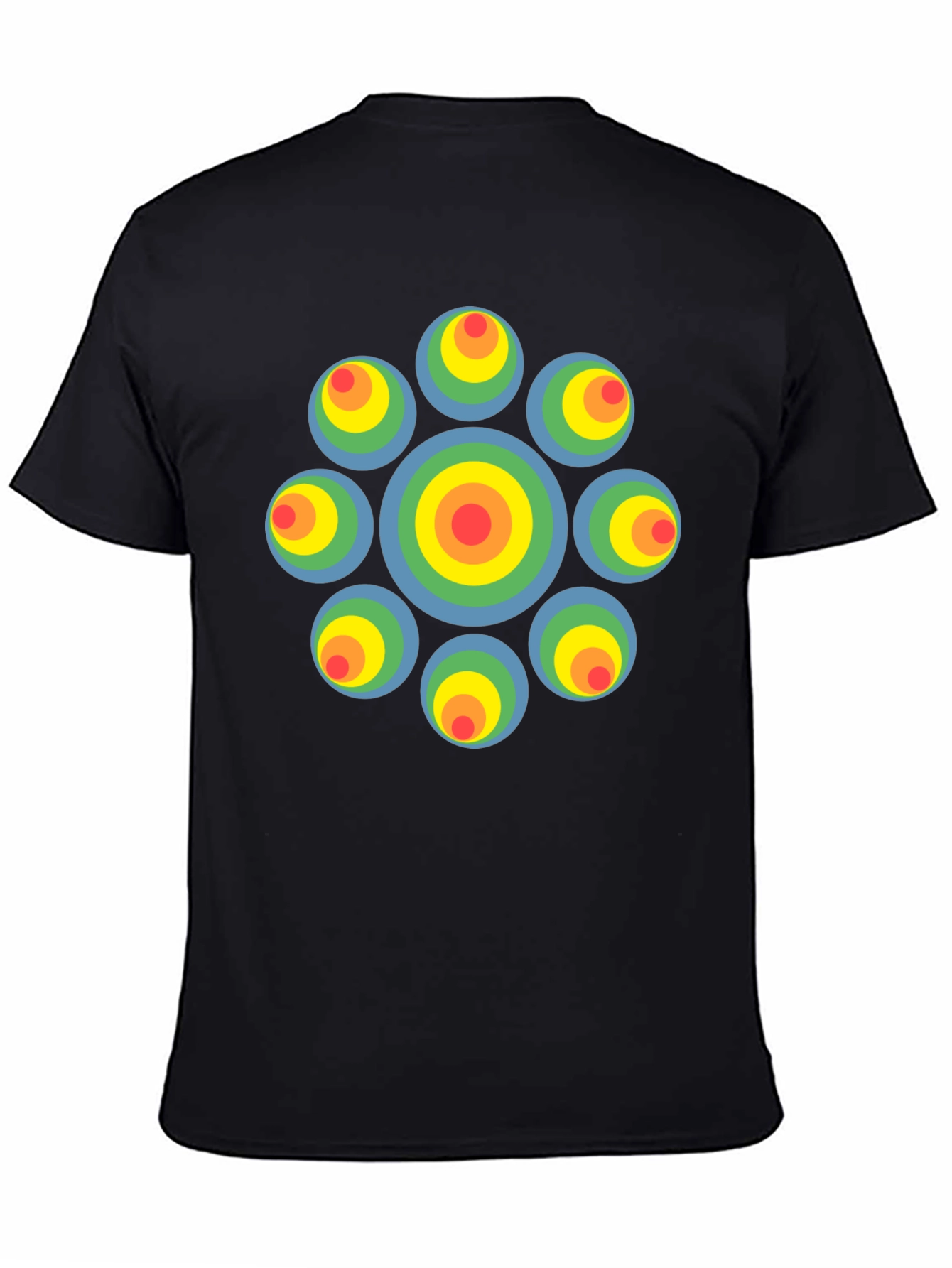 Black Retro Circle Graphic Black T-Shirt - Unique Design view 4