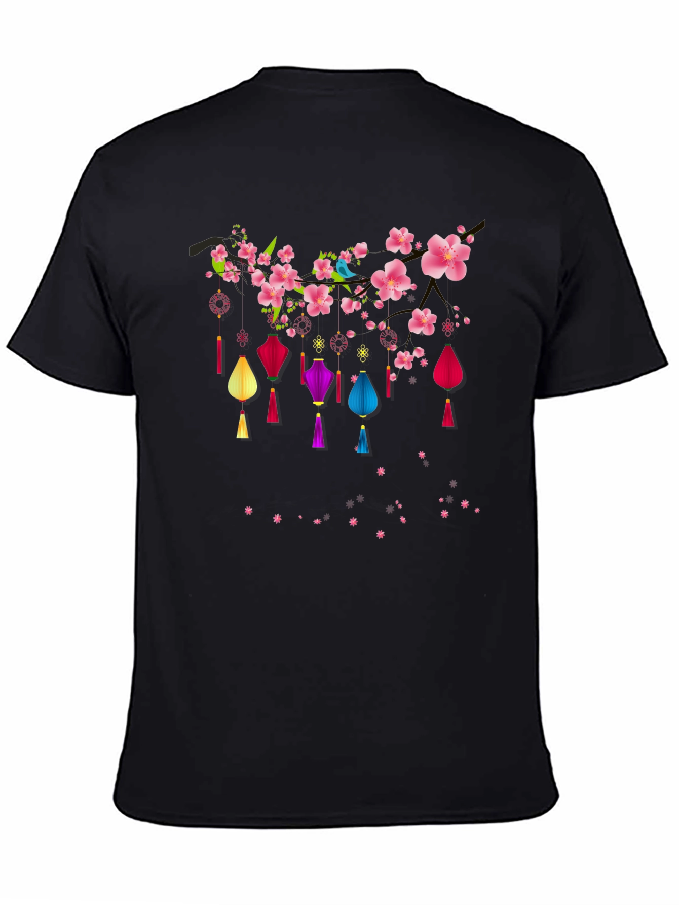 Black Floral Lantern Graphic Tee - Black view 4