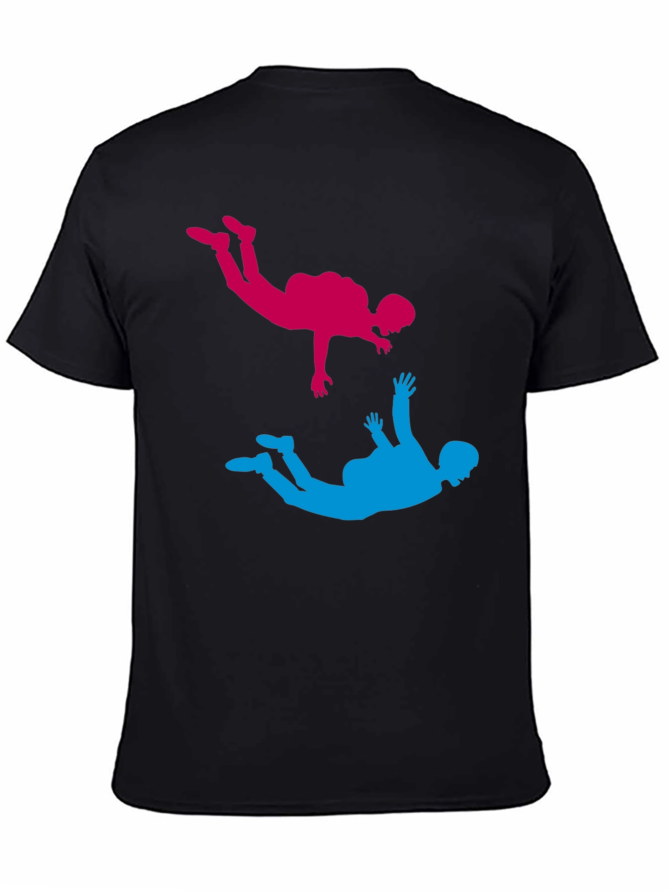 Black Skydiving Silhouette Graphic Tee - Black Cotton Blend view 4