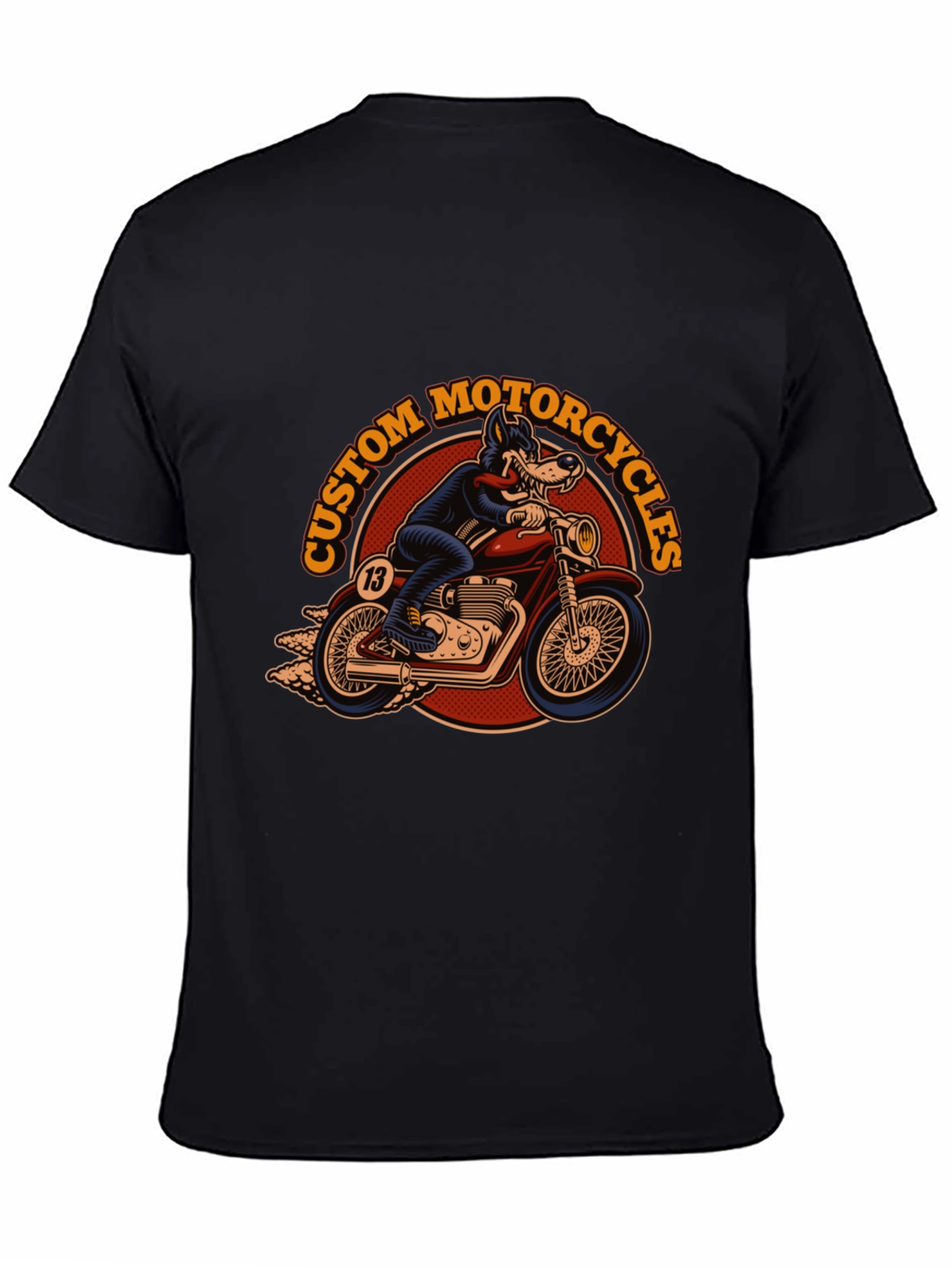 Custom Motorcycles Wolf Rider Black T-Shirt - 4