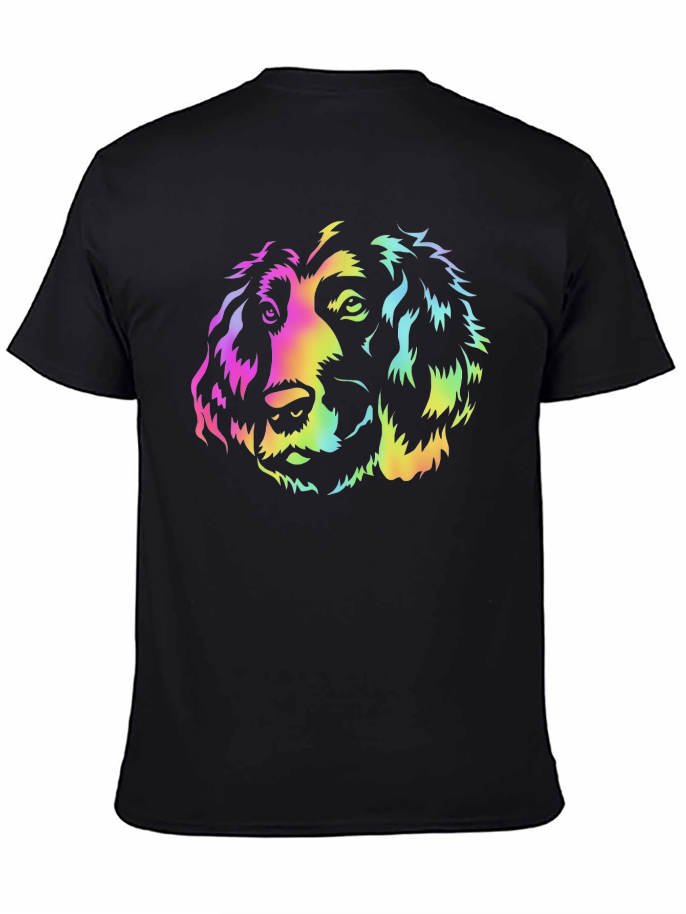 Black Rainbow Dog Graphic Black T-Shirt view 4