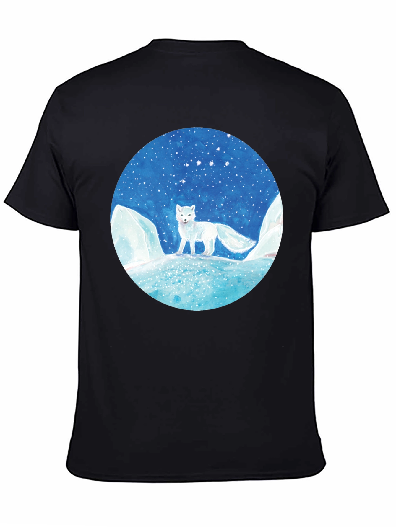Black Arctic Fox Graphic Tee - Unisex Black T-Shirt view 4
