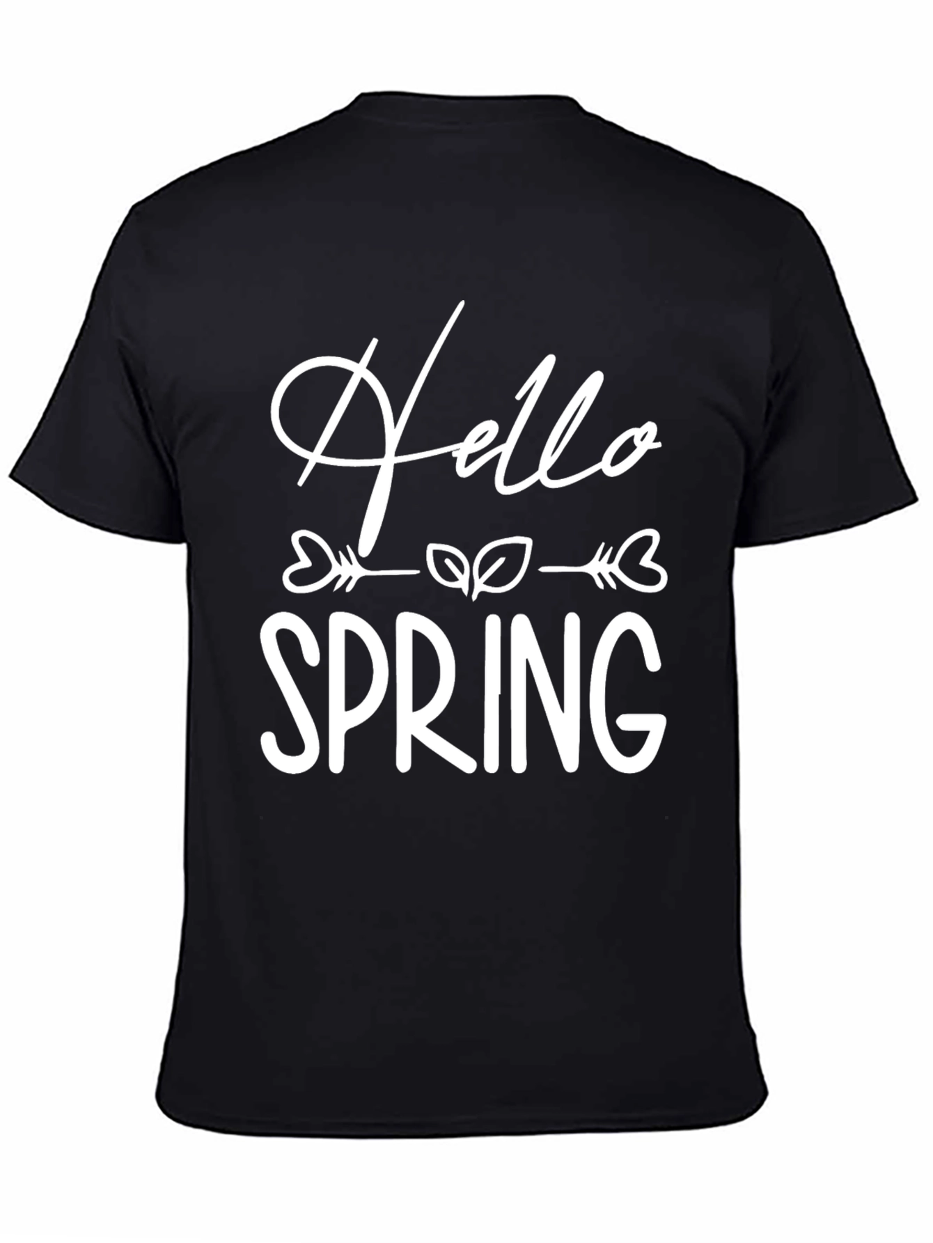 Hello Spring Black Graphic T-Shirt - 4