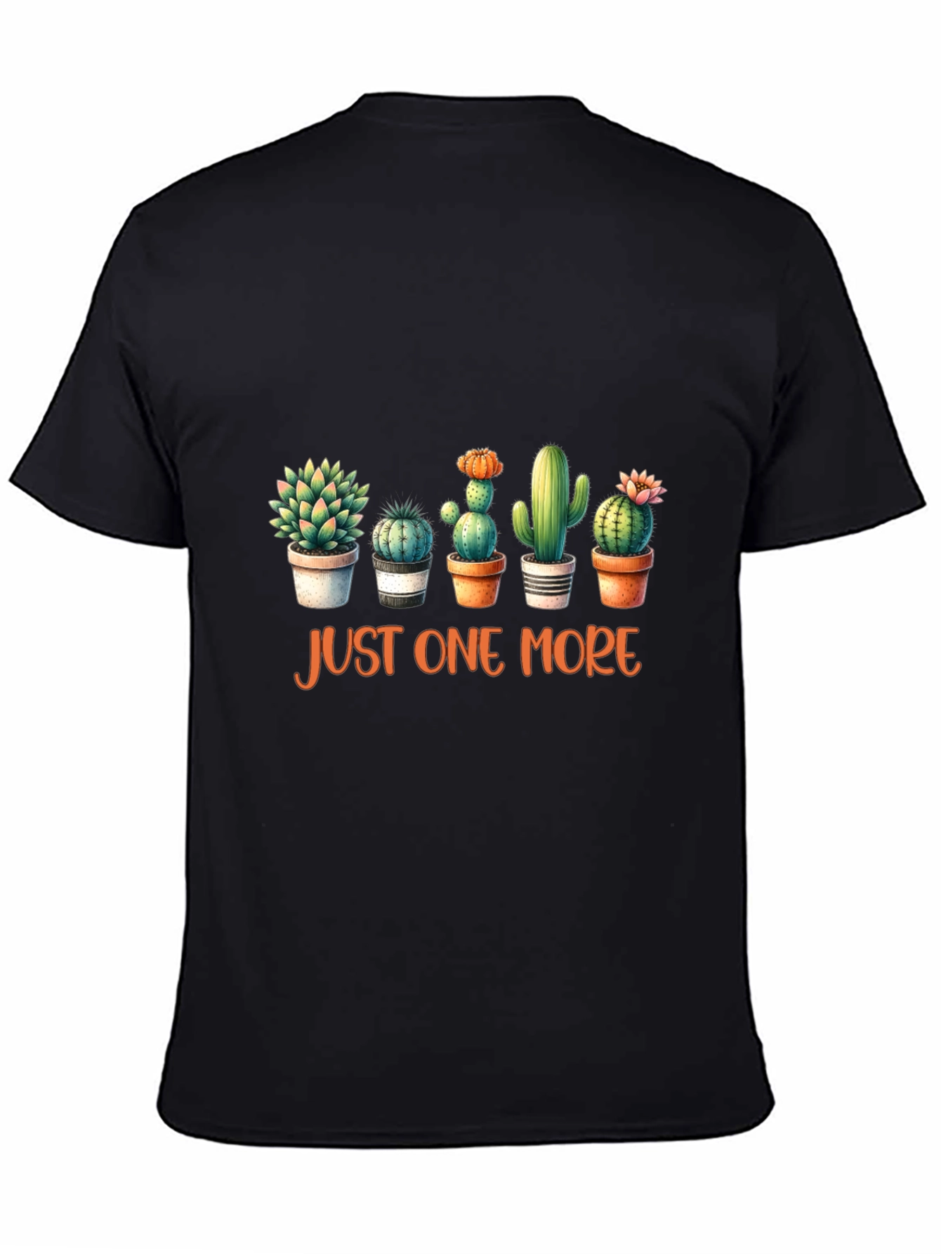 Black Cactus Lover Tee: Just One More Plant T-Shirt view 4
