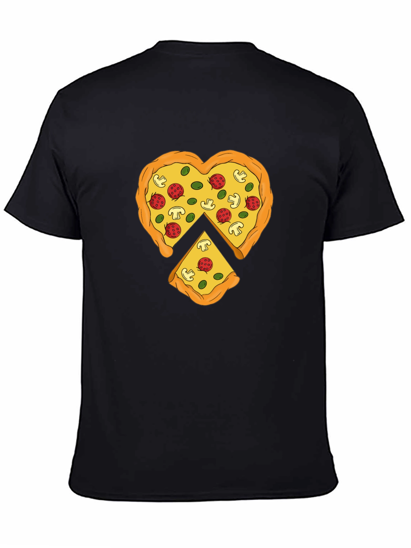 Black Pizza Heart Graphic Tee - Funny Food Lover T-Shirt view 4