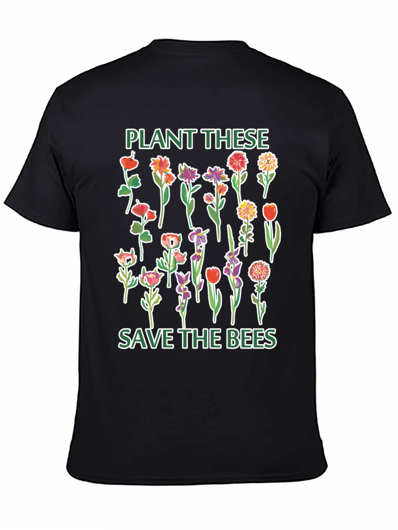 Black Plant These Save The Bees Graphic Tee view 4