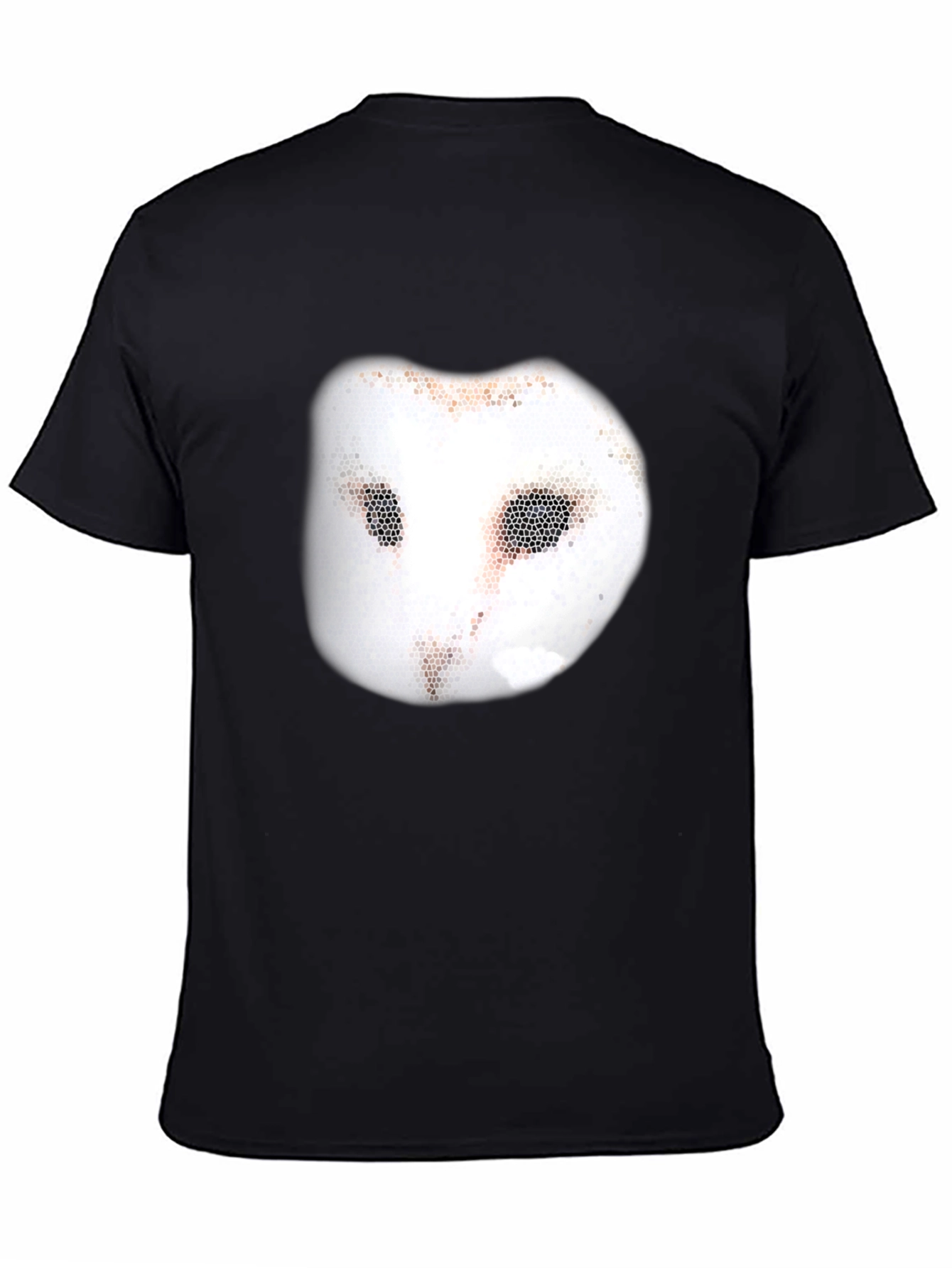 Black Unique Owl Mask Graphic Tee - Casual Black T-Shirt view 4