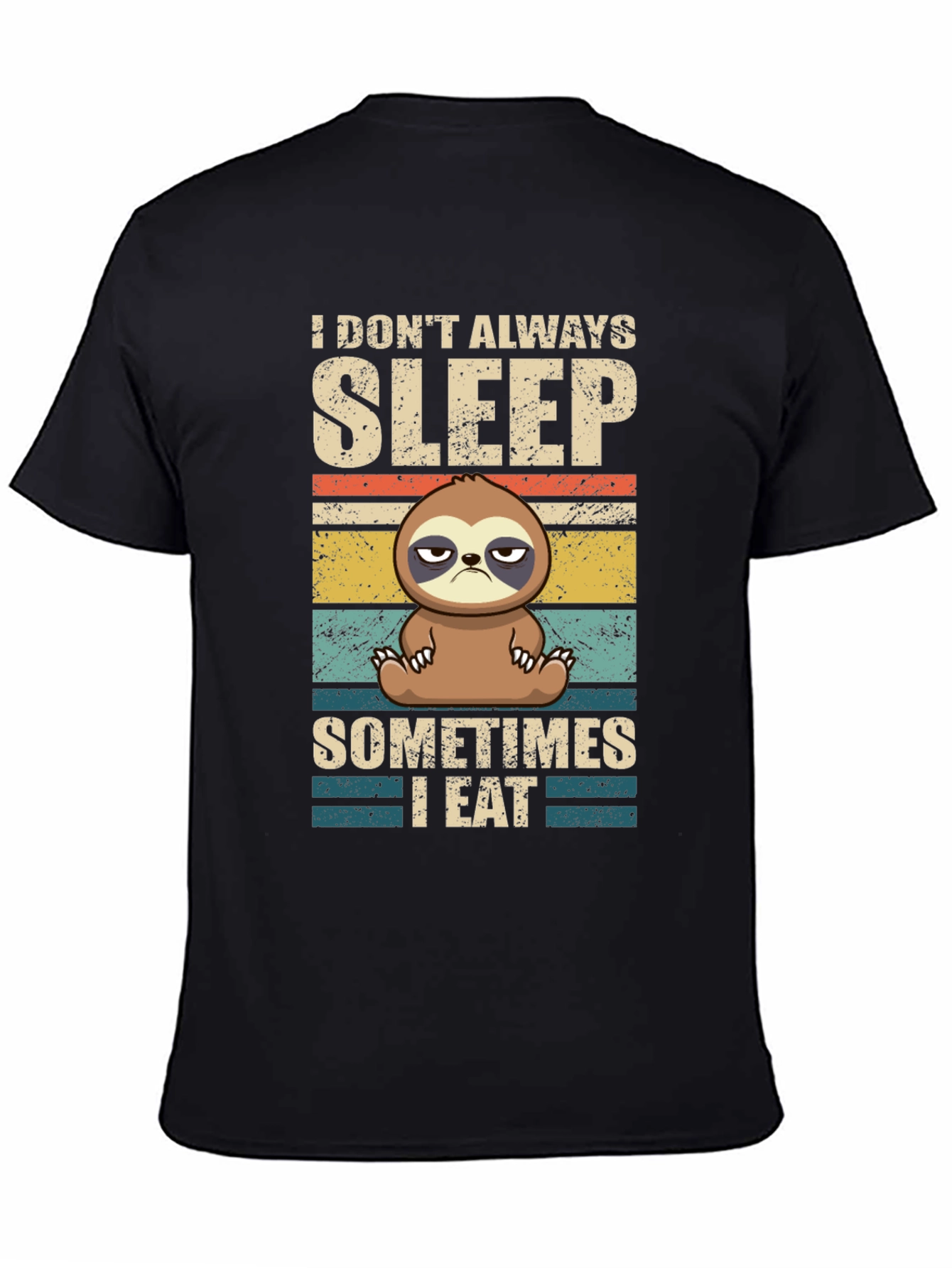 Black Funny Sloth T-Shirt - I Don't Always Sleep view 4