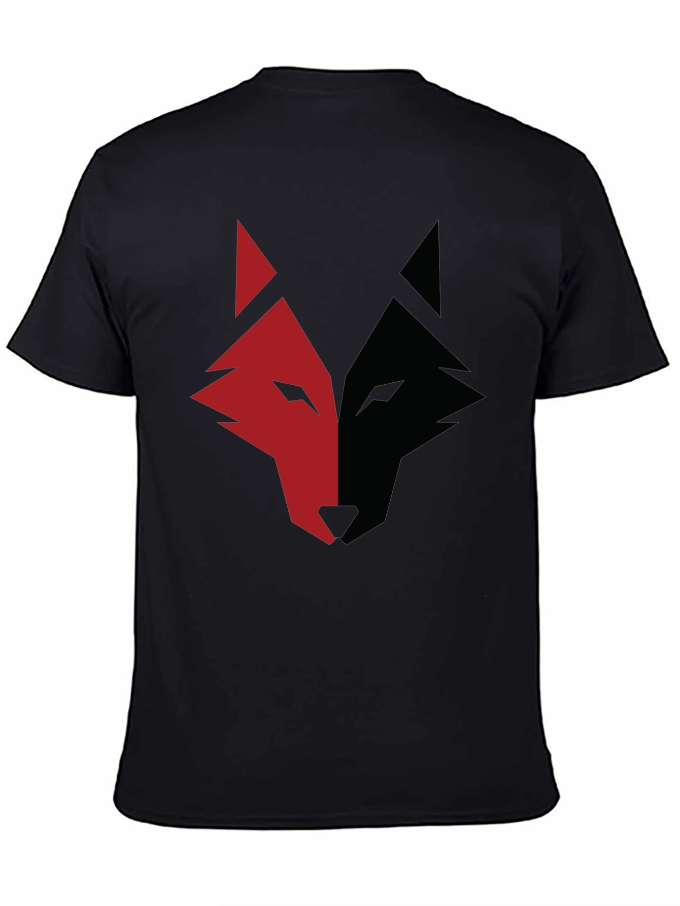 Black Red and Black Wolf Graphic Print T-Shirt view 4