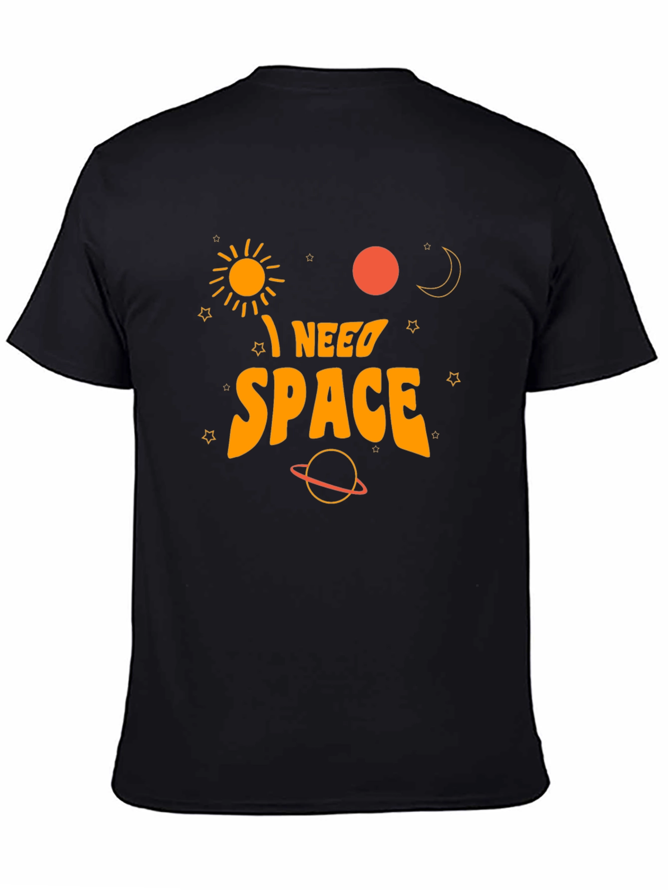 Black I Need Space Graphic Tee - Black Cotton T-Shirt view 4
