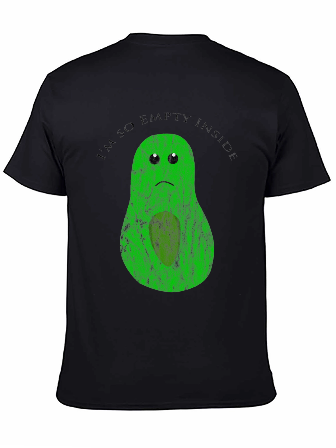 Black Sad Avocado T-Shirt - Empty Inside Graphic Tee view 4