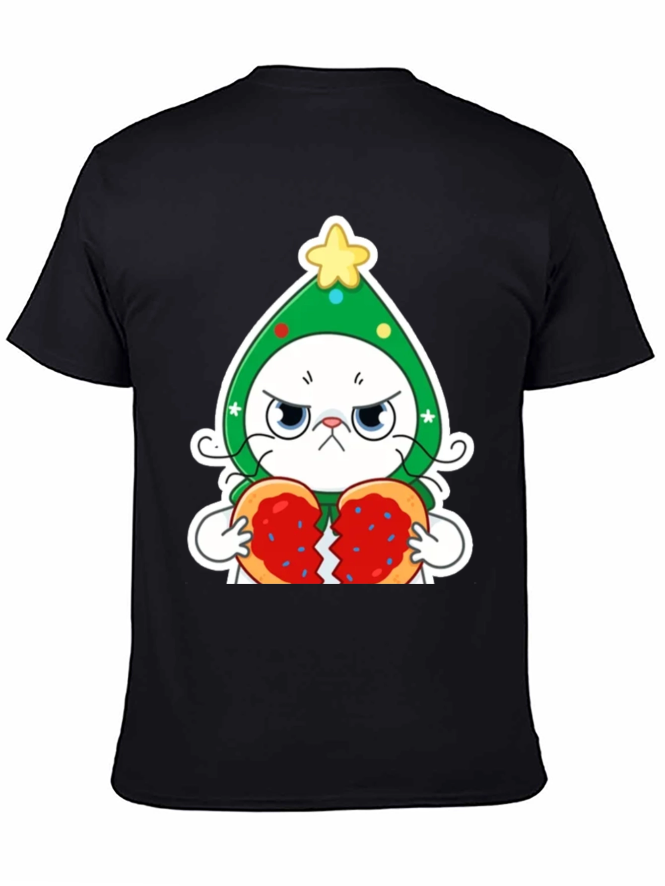 Black Grumpy Christmas Cat Unisex T-Shirt view 4