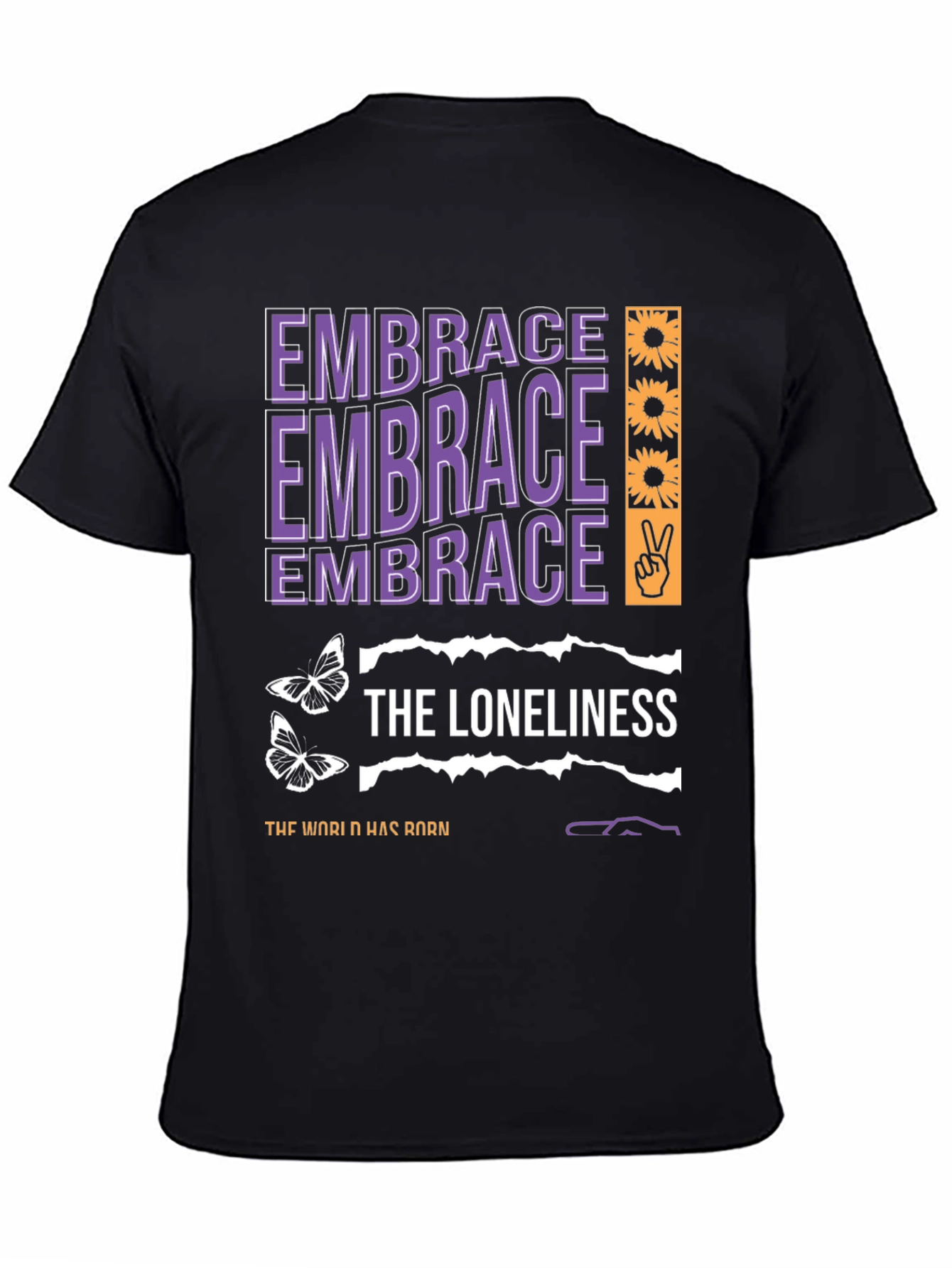 Black Embrace Loneliness Graphic Tee view 4