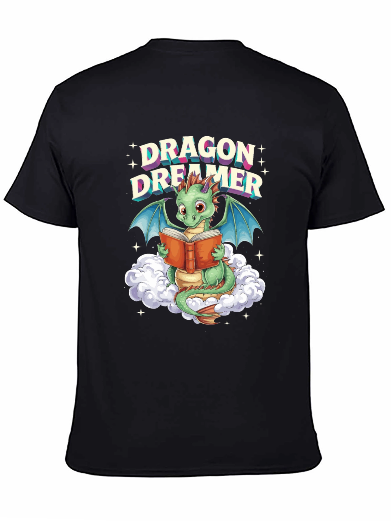 Black Dragon Dreamer T-Shirt - Book Lover Fantasy Tee view 4