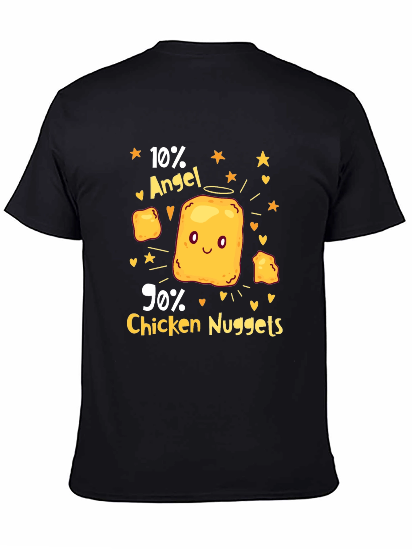 Black Funny 10% Angel 90% Chicken Nuggets Black T-Shirt view 4