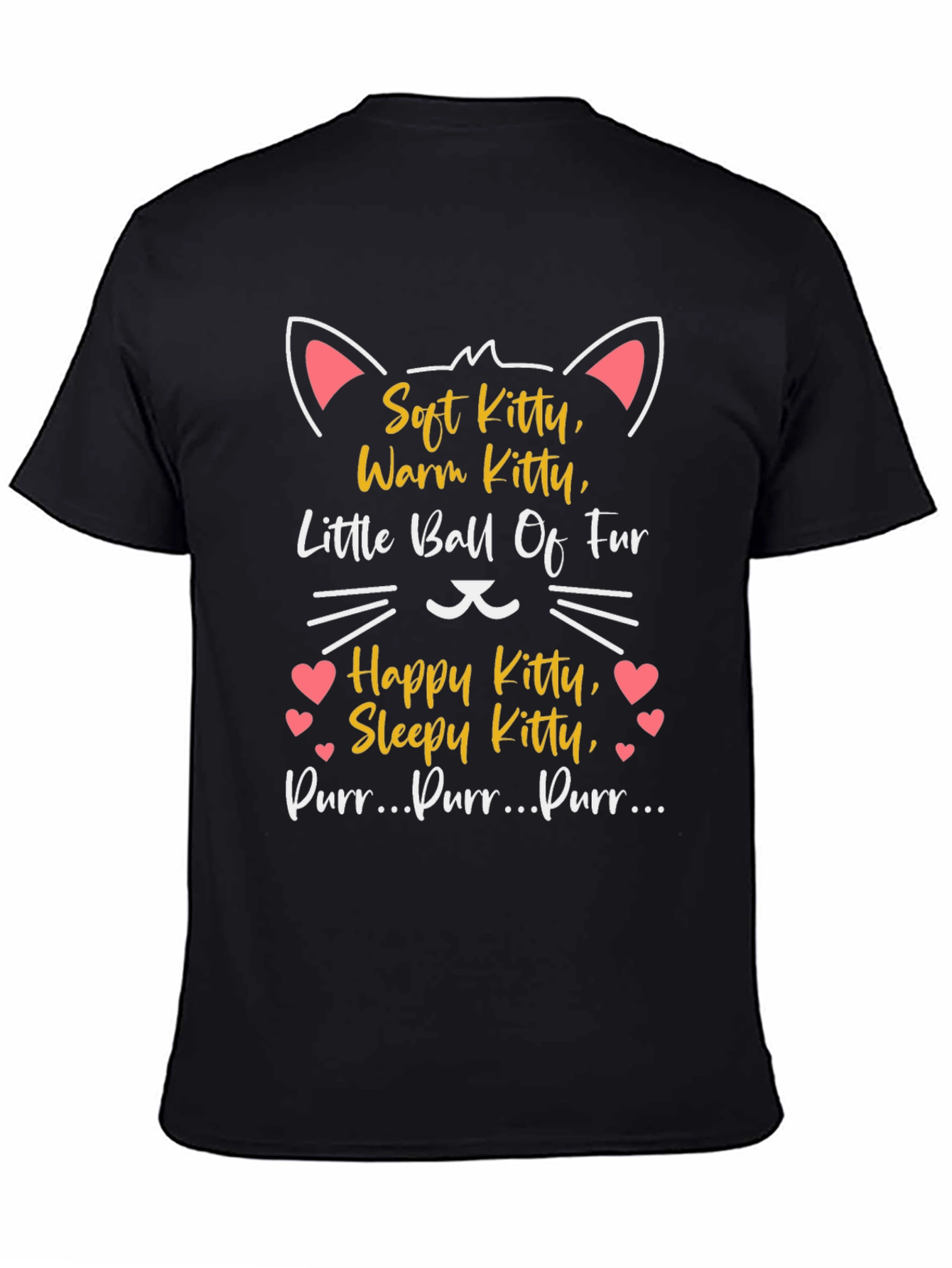 Black Soft Kitty T-Shirt - Warm, Happy, Sleepy Cat Tee view 4
