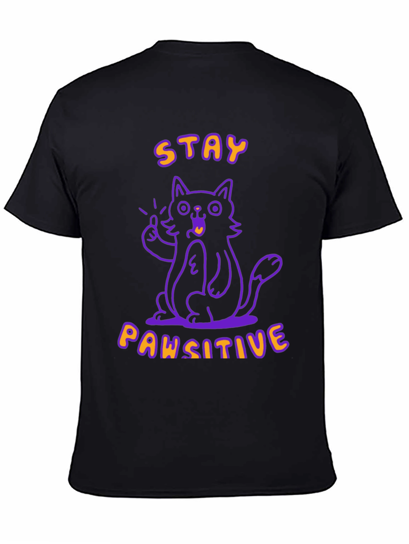 Black Stay Pawsitive Black T-Shirt view 4